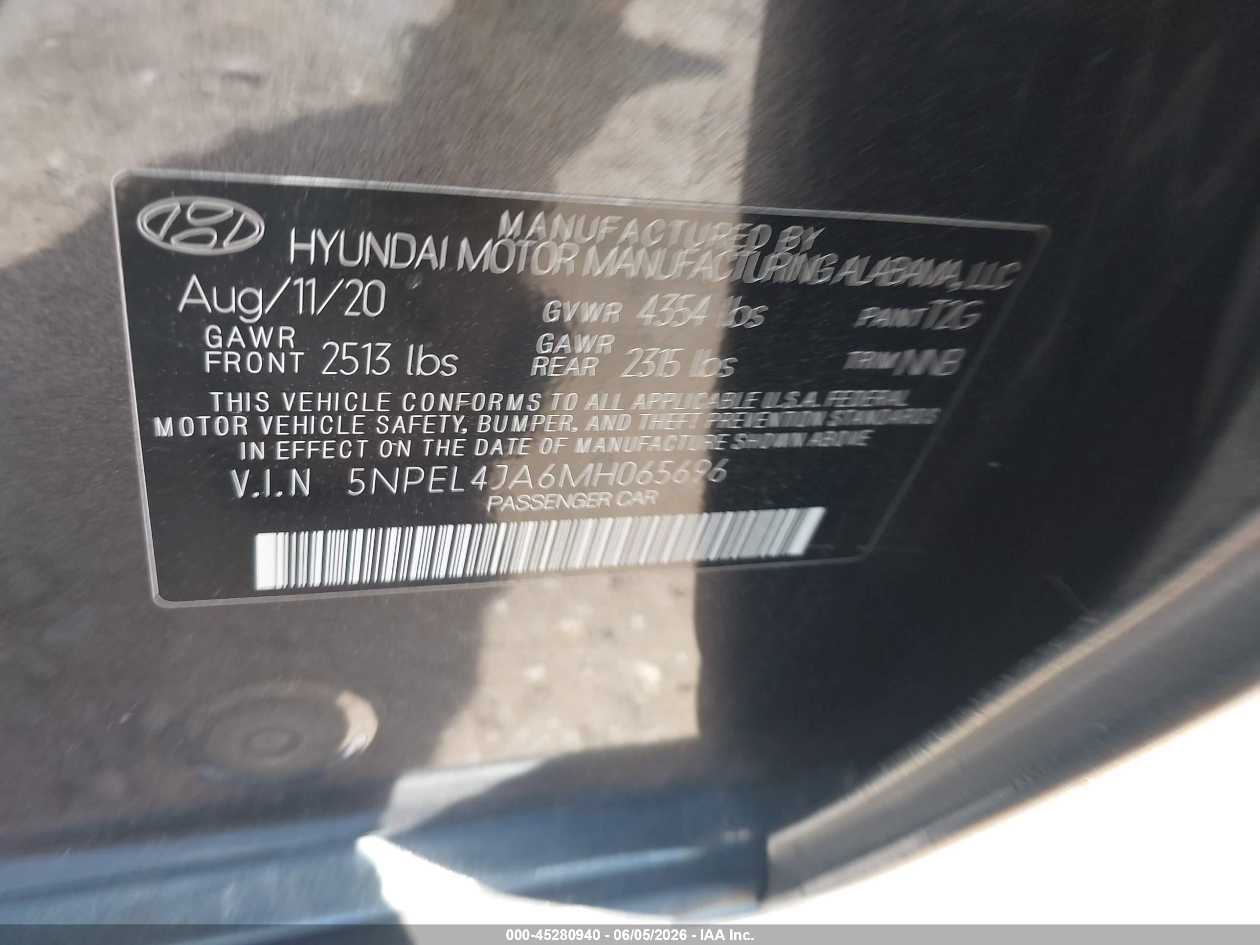 2021 Hyundai Sonata Sel Gray vin: 5NPEL4JA6MH065696
