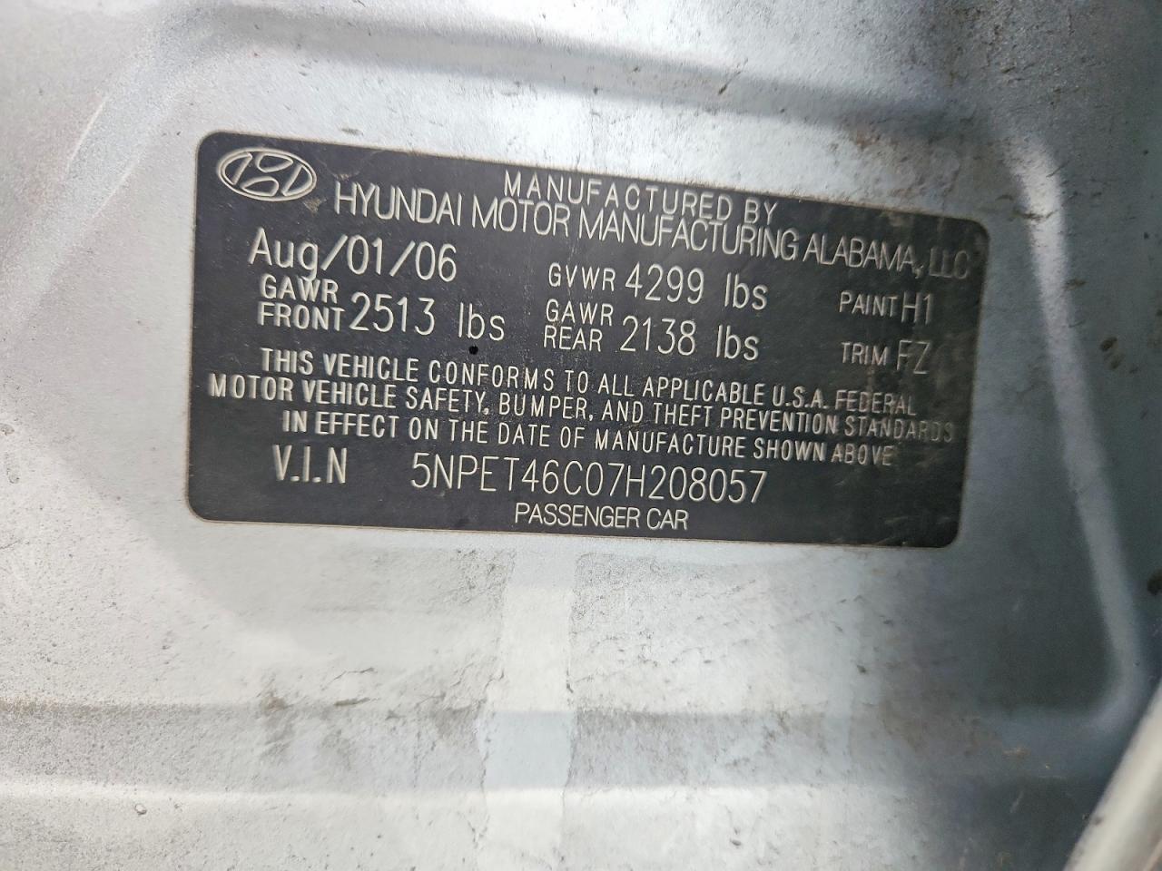 2007 Hyundai Sonata Gls Silver vin: 5NPET46C07H208057