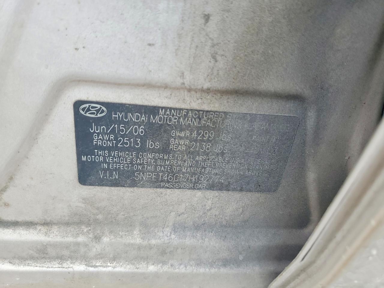 2007 Hyundai Sonata Gls Tan vin: 5NPET46C17H192774