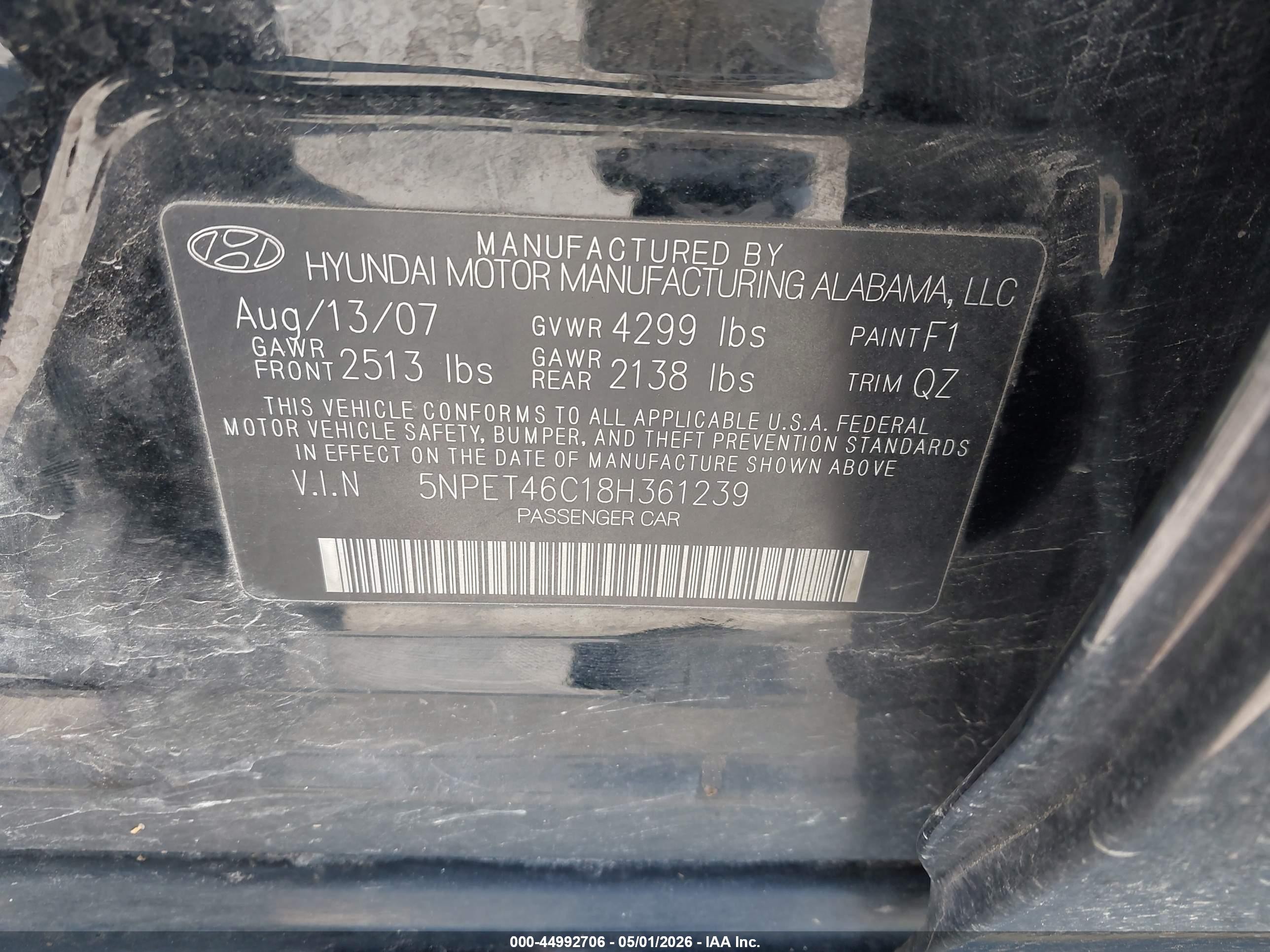 2008 Hyundai Sonata Gls Черный vin: 5NPET46C18H361239