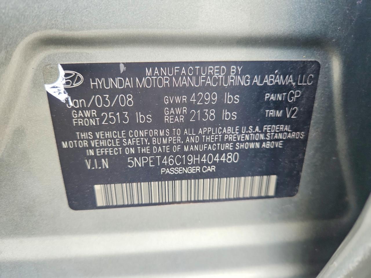 2009 Hyundai Sonata Gls Silver vin: 5NPET46C19H404480