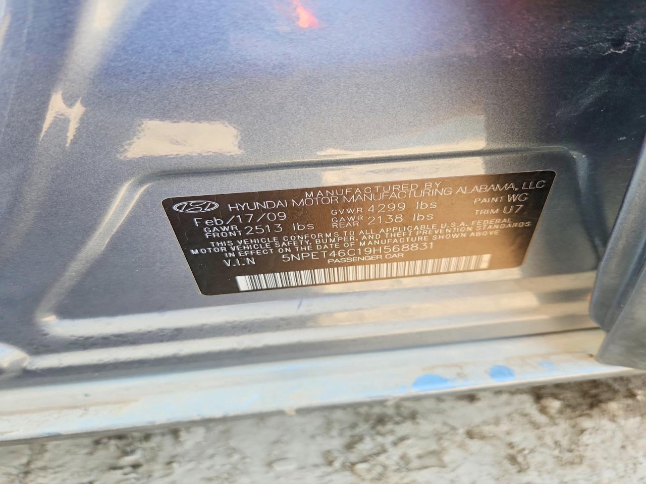 2009 Hyundai Sonata Gls Blue vin: 5NPET46C19H568831