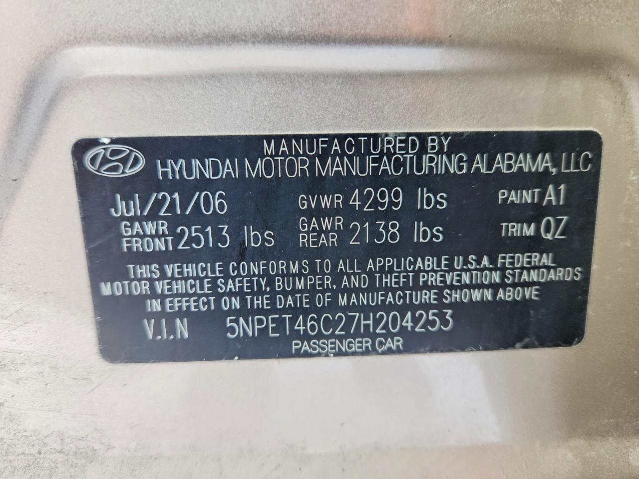 2007 Hyundai Sonata Gls Gold vin: 5NPET46C27H204253