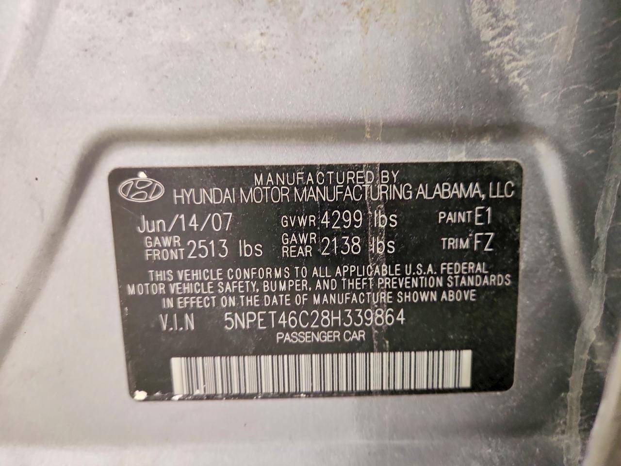 2008 Hyundai Sonata Gls Gray vin: 5NPET46C28H339864