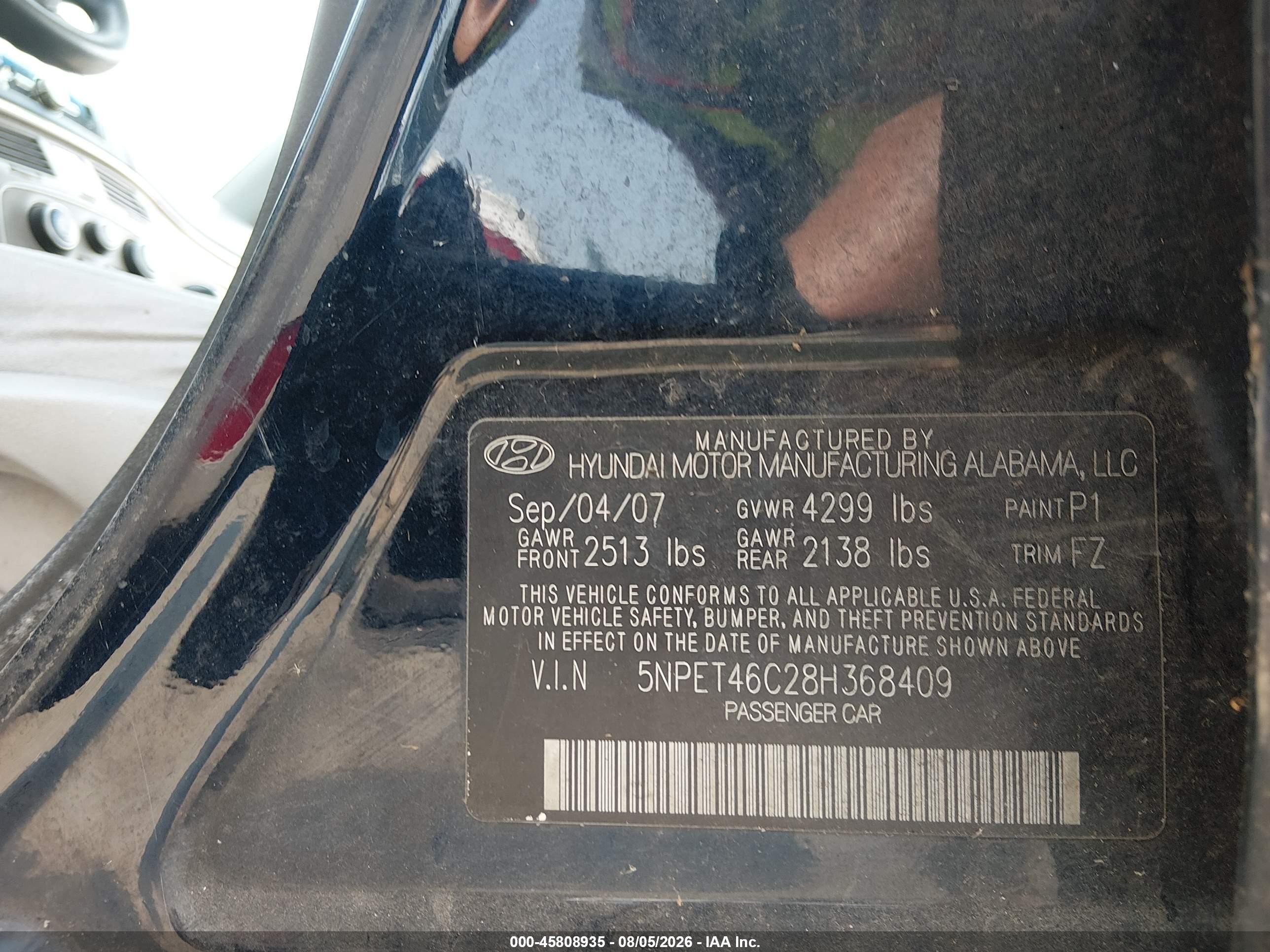 2008 Hyundai Sonata Gls Dark Blue vin: 5NPET46C28H368409