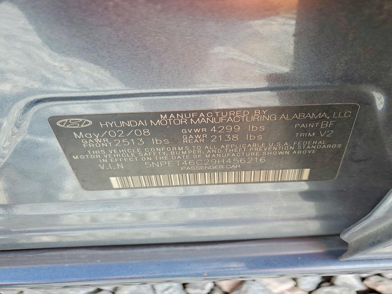 2009 Hyundai Sonata Gls Blue vin: 5NPET46C29H456216