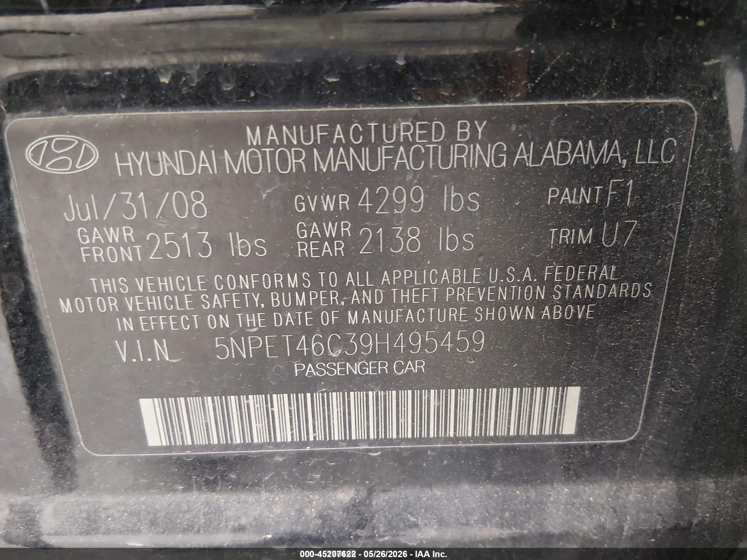 2009 Hyundai Sonata Gls Black vin: 5NPET46C39H495459