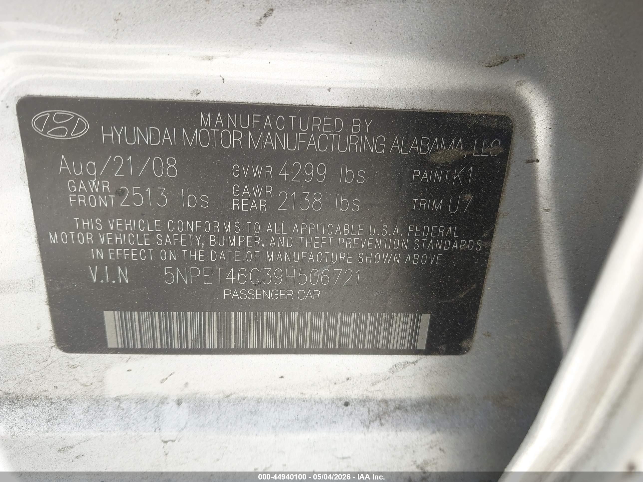 2009 Hyundai Sonata Gls Серебряный vin: 5NPET46C39H506721
