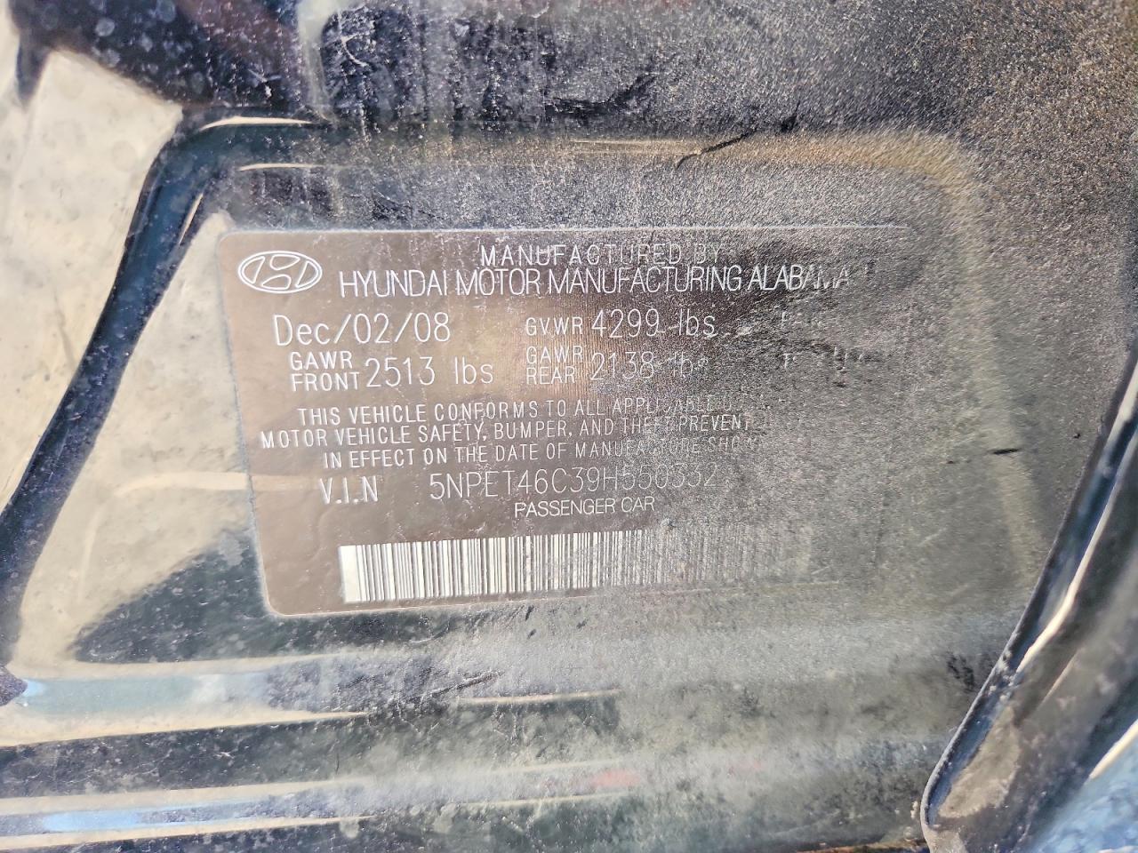 2009 Hyundai Sonata Gls Black vin: 5NPET46C39H550332