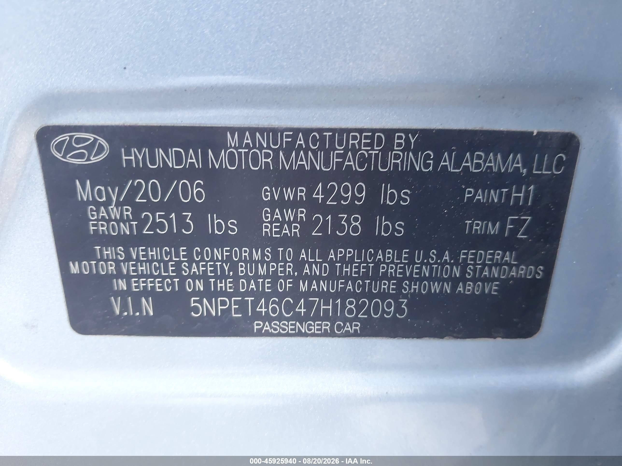 2007 Hyundai Sonata Gls/gls W/xm Серебряный vin: 5NPET46C47H182093