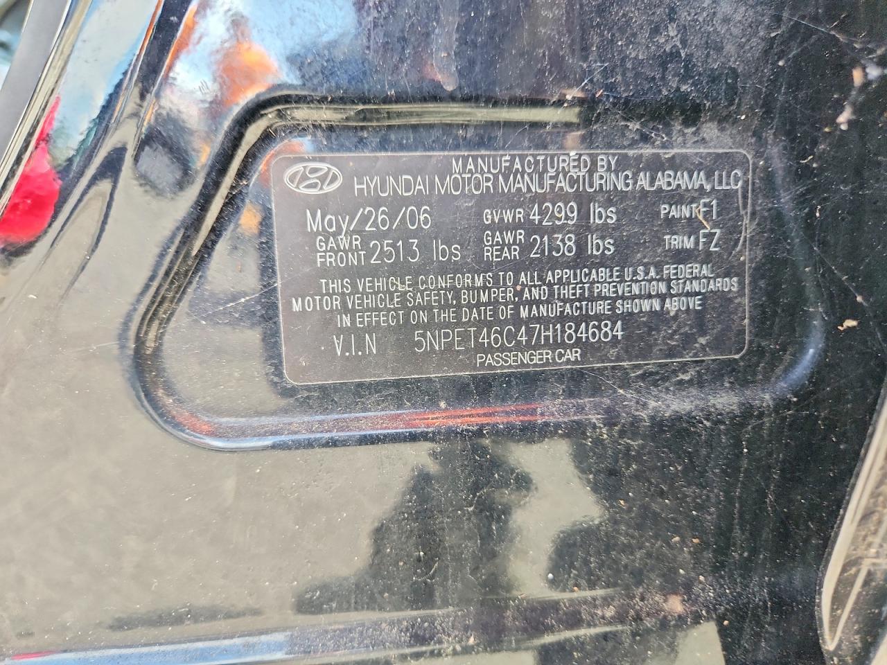 2007 Hyundai Sonata Gls Черный vin: 5NPET46C47H184684