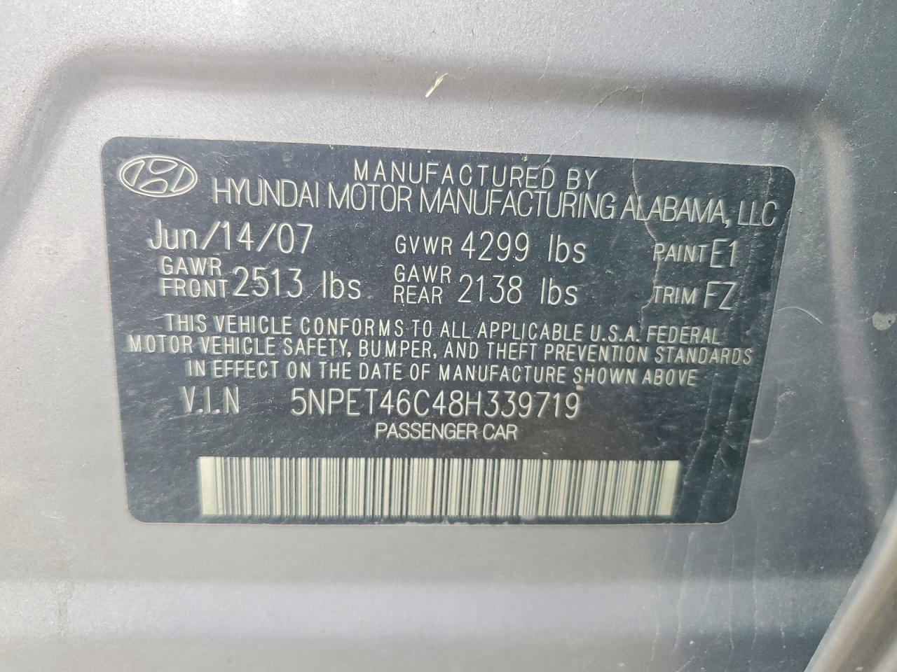 2008 Hyundai Sonata Gls Gray vin: 5NPET46C48H339719