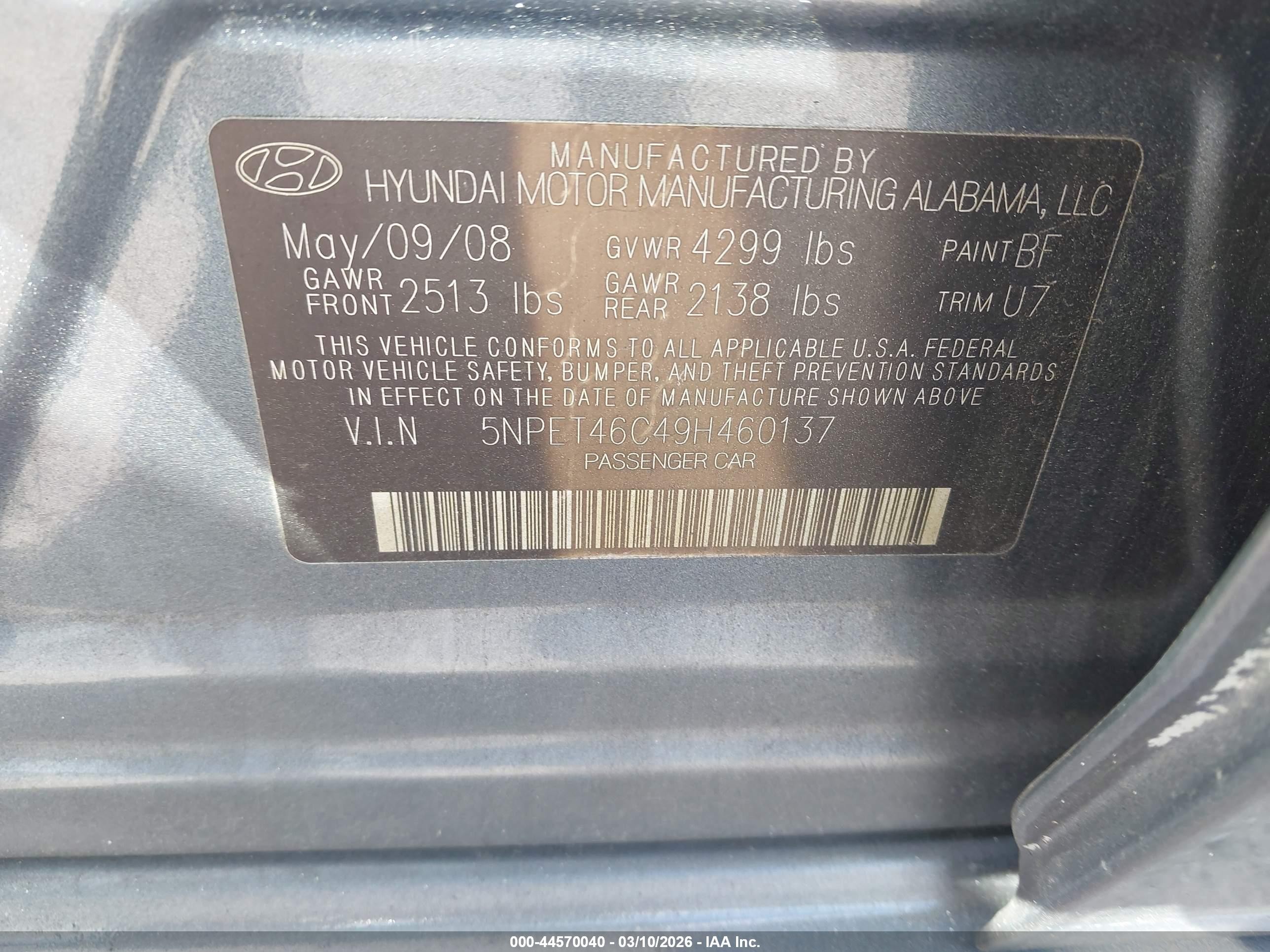2009 Hyundai Sonata Gls Purple vin: 5NPET46C49H460137