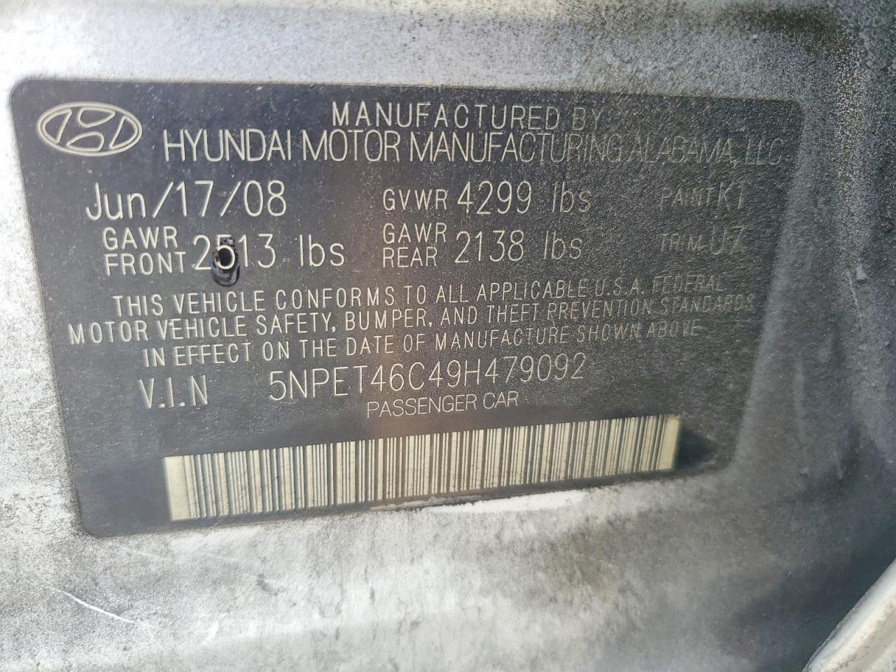 2009 Hyundai Sonata Gls Silver vin: 5NPET46C49H479092
