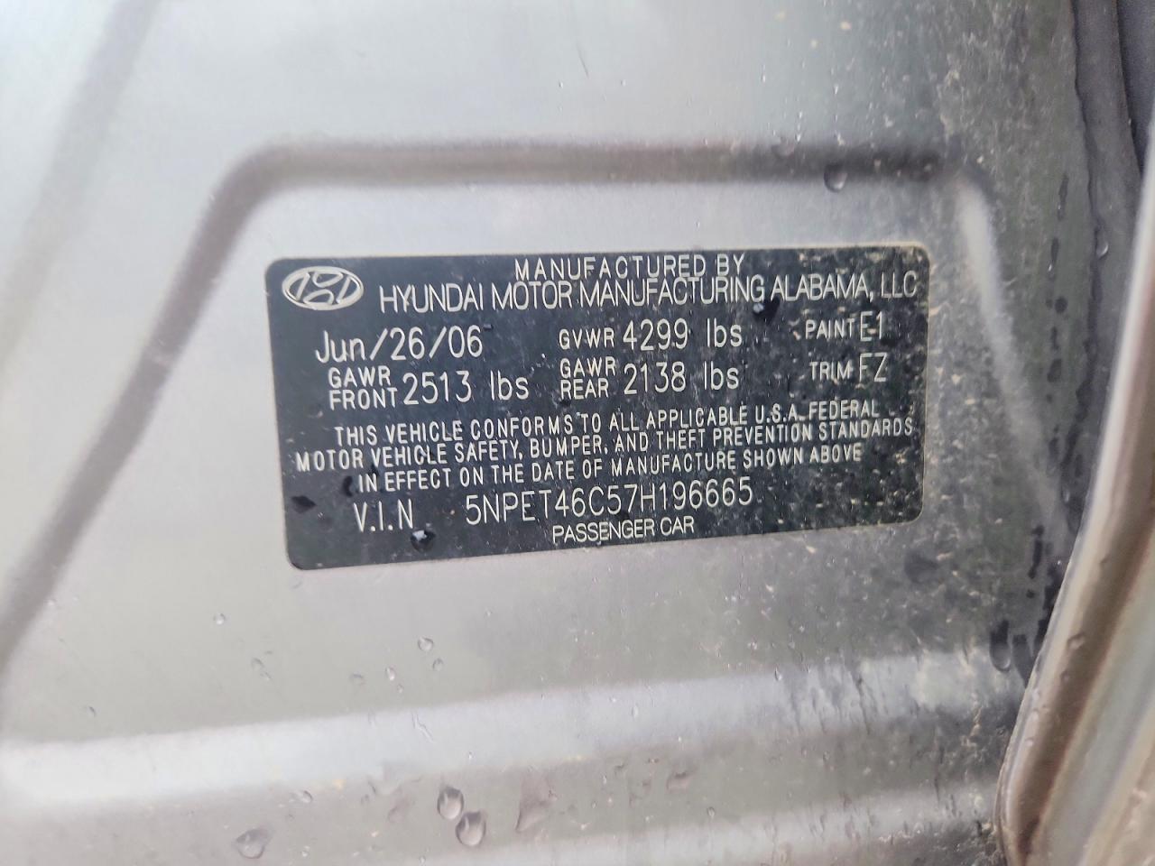 2007 Hyundai Sonata Gls Серебряный vin: 5NPET46C57H196665