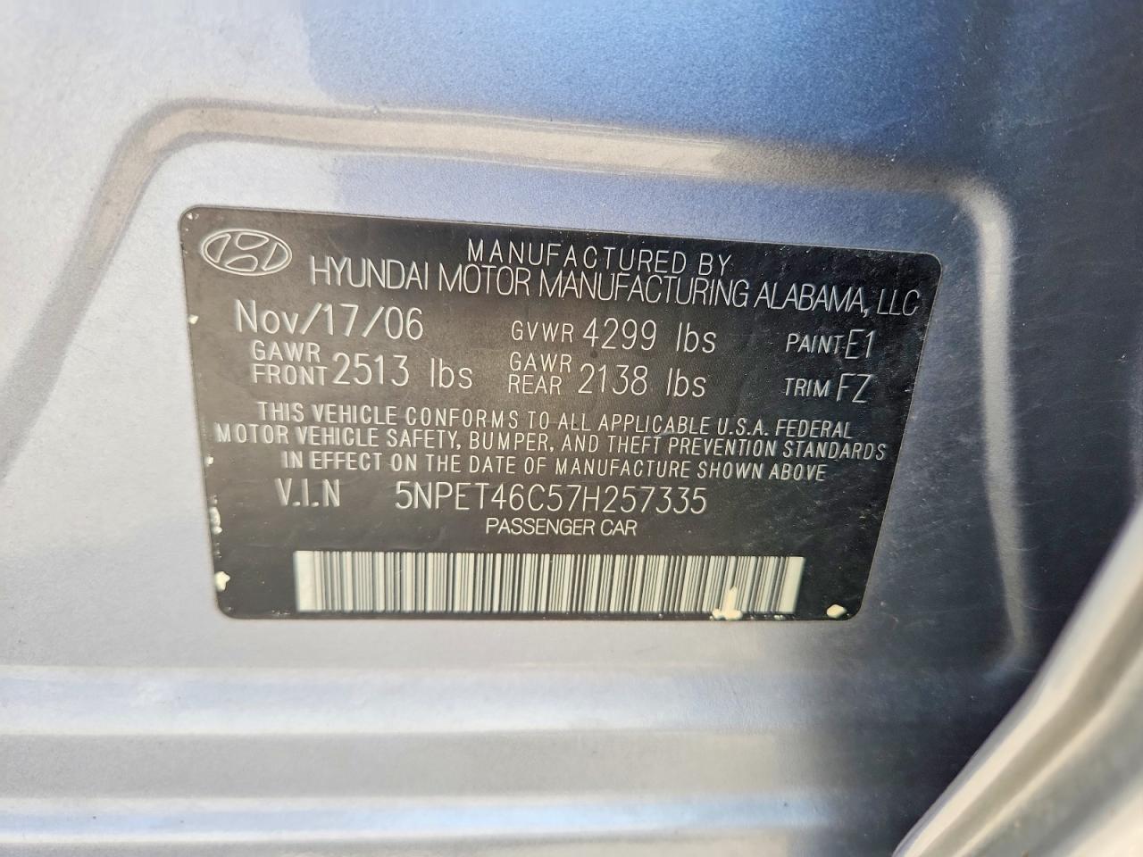 2007 Hyundai Sonata Gls Silver vin: 5NPET46C57H257335