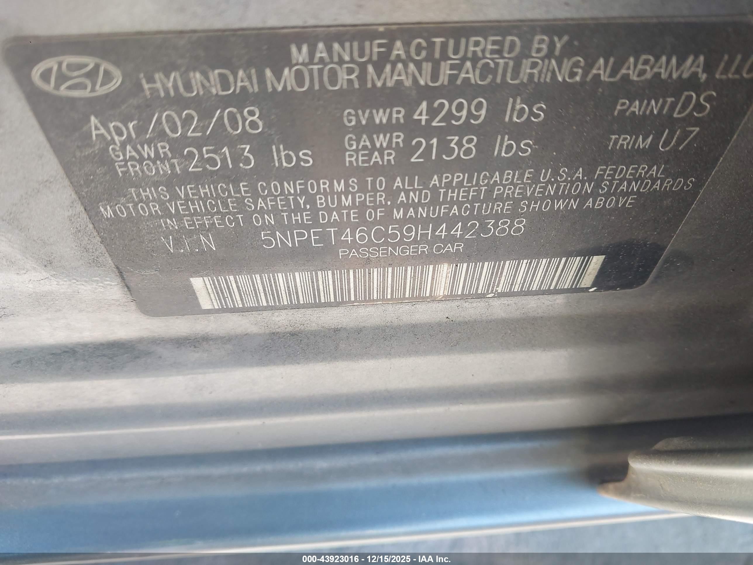2009 Hyundai Sonata Gls Gray vin: 5NPET46C59H442388