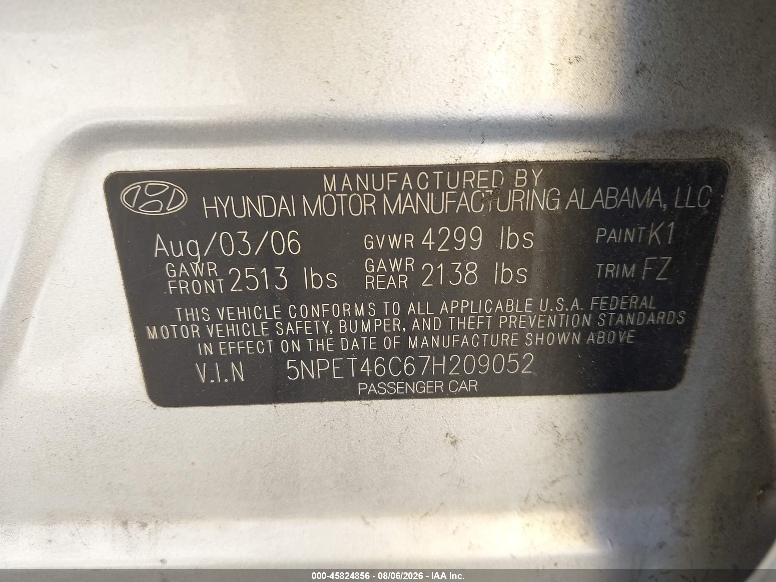 2007 Hyundai Sonata Gls Silver vin: 5NPET46C67H209052