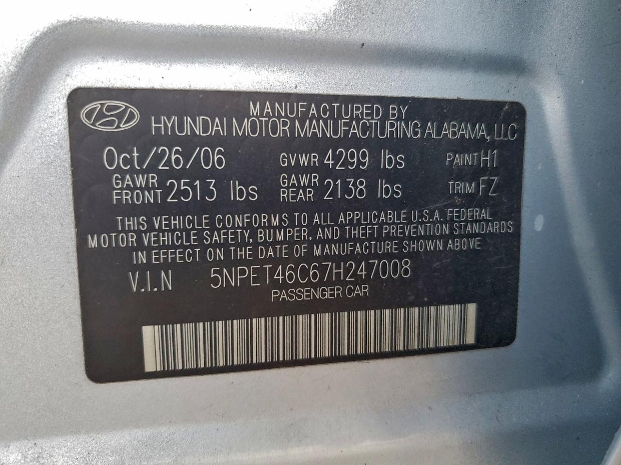 2007 Hyun Sonata Gls Silver vin: 5NPET46C67H247008