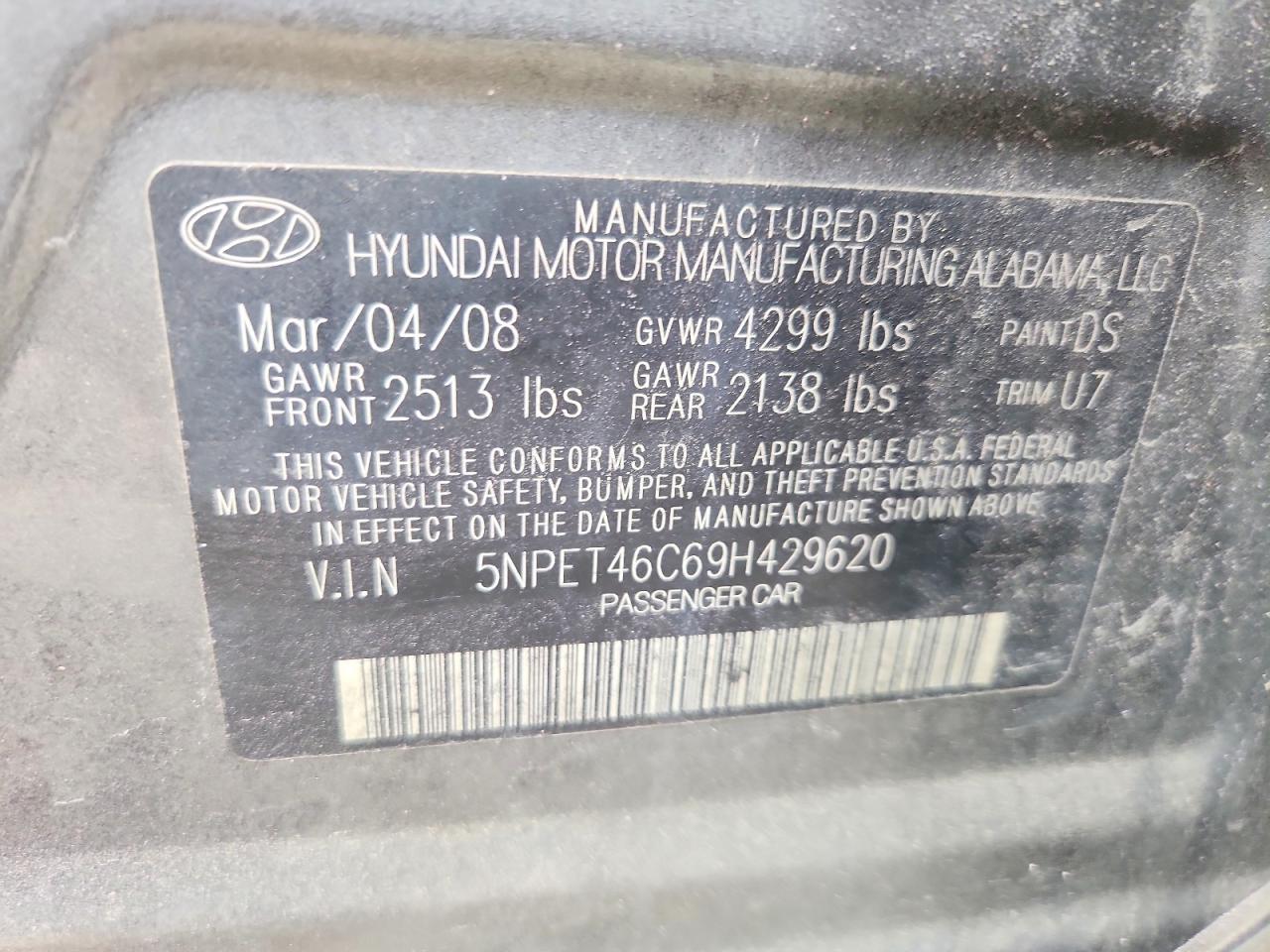 2009 Hyundai Sonata Gls Gray vin: 5NPET46C69H429620