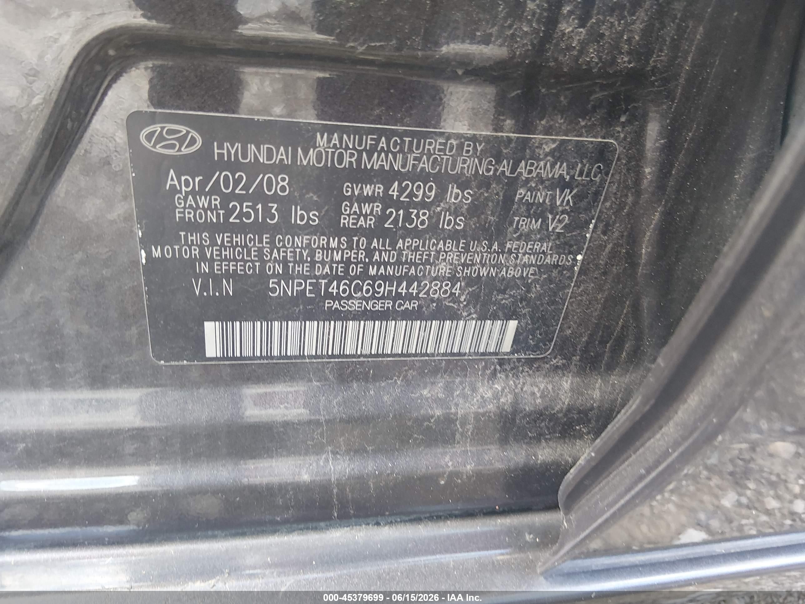 2009 Hyundai Sonata Gls Gray vin: 5NPET46C69H442884