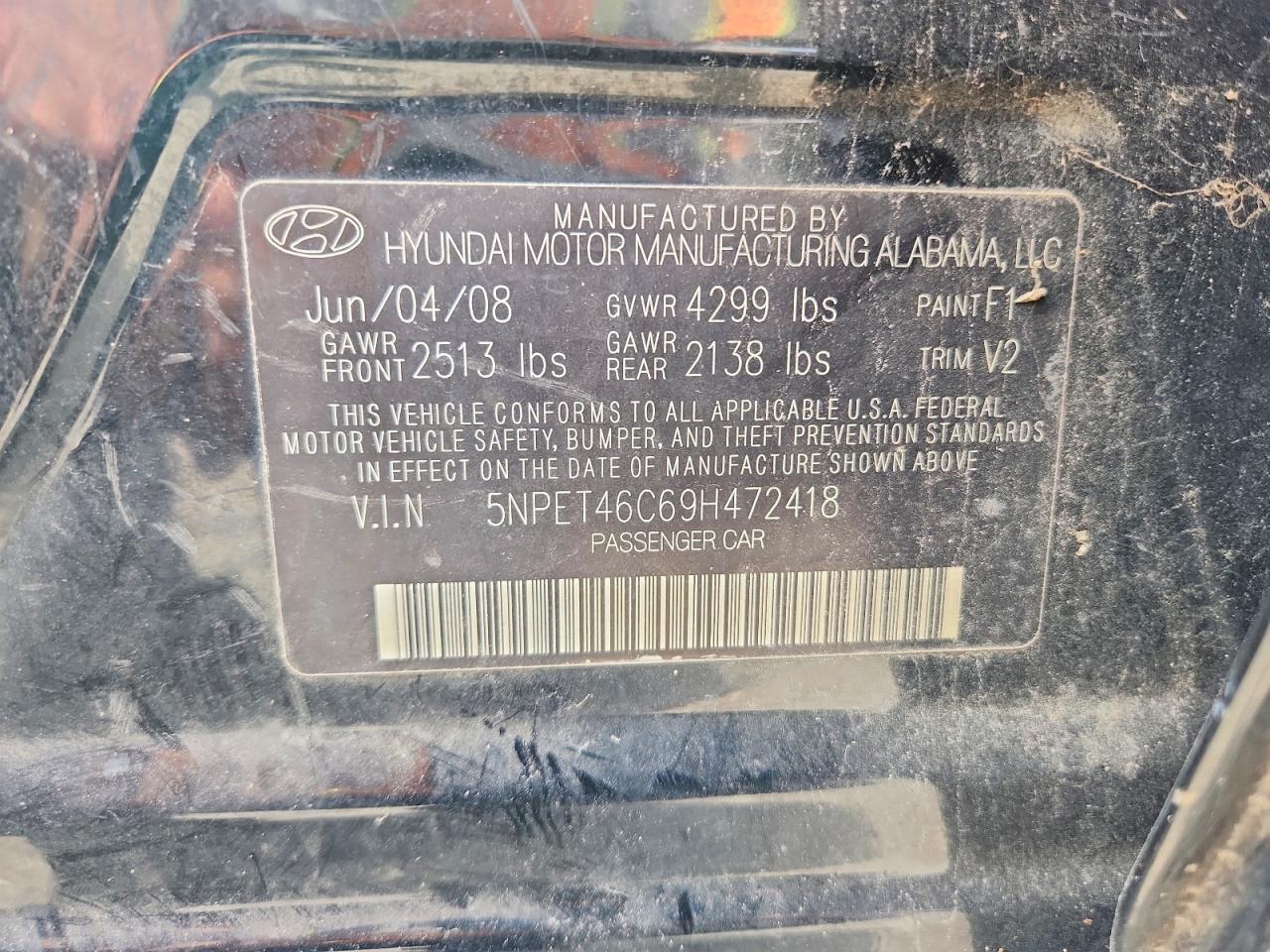 2009 Hyundai Sonata Gls Угольный vin: 5NPET46C69H472418