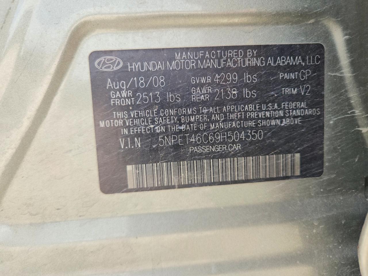 2009 Hyundai Sonata Gls Beige vin: 5NPET46C69H504350