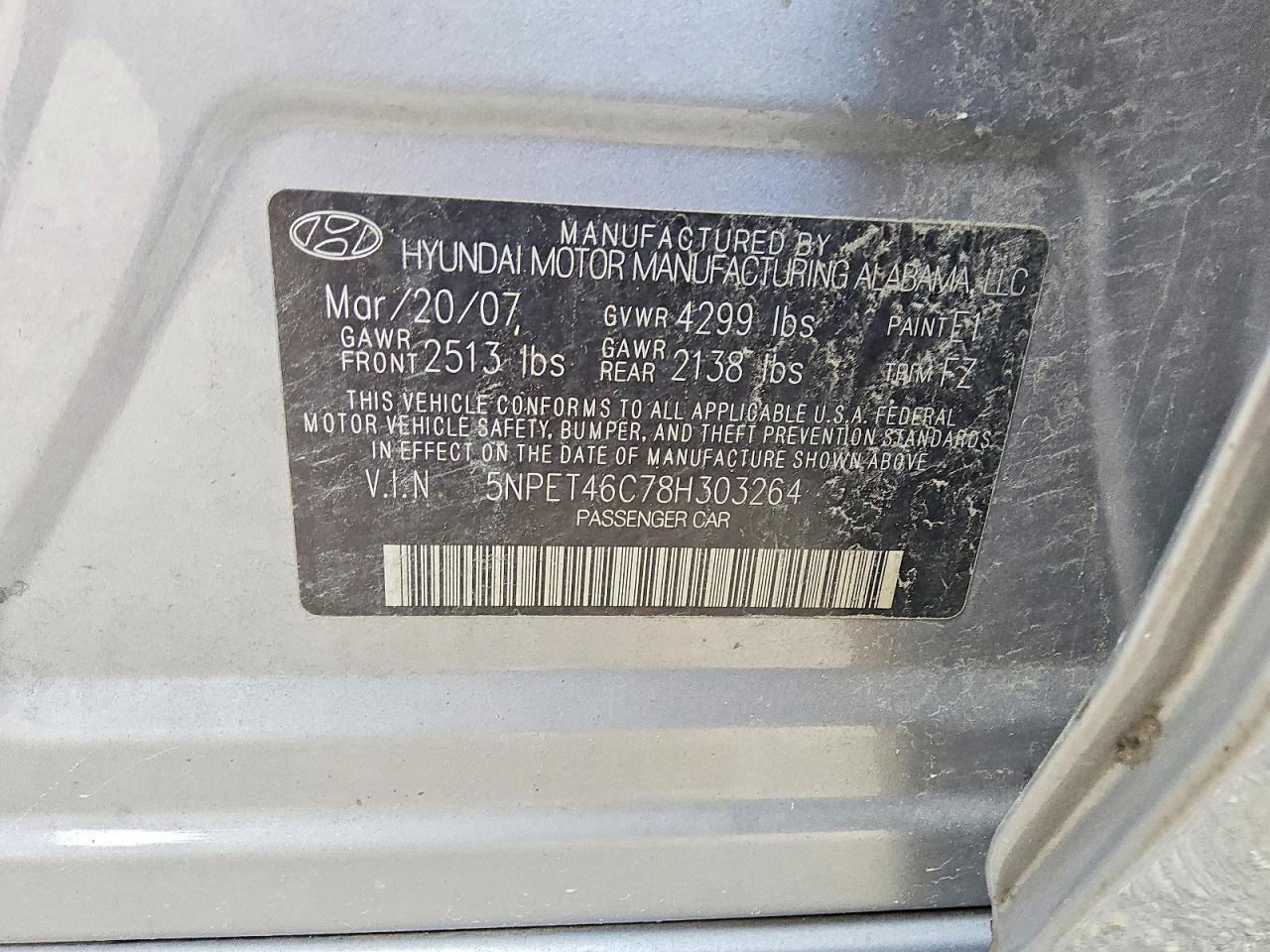 2008 Hyundai Sonata Gls Gray vin: 5NPET46C78H303264