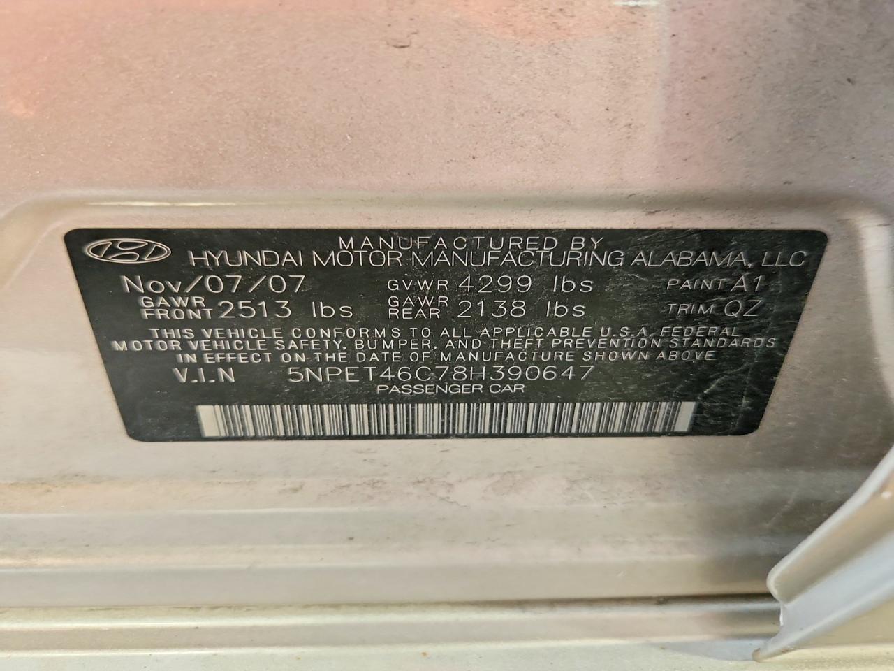 2008 Hyundai Sonata Gls Cream vin: 5NPET46C78H390647