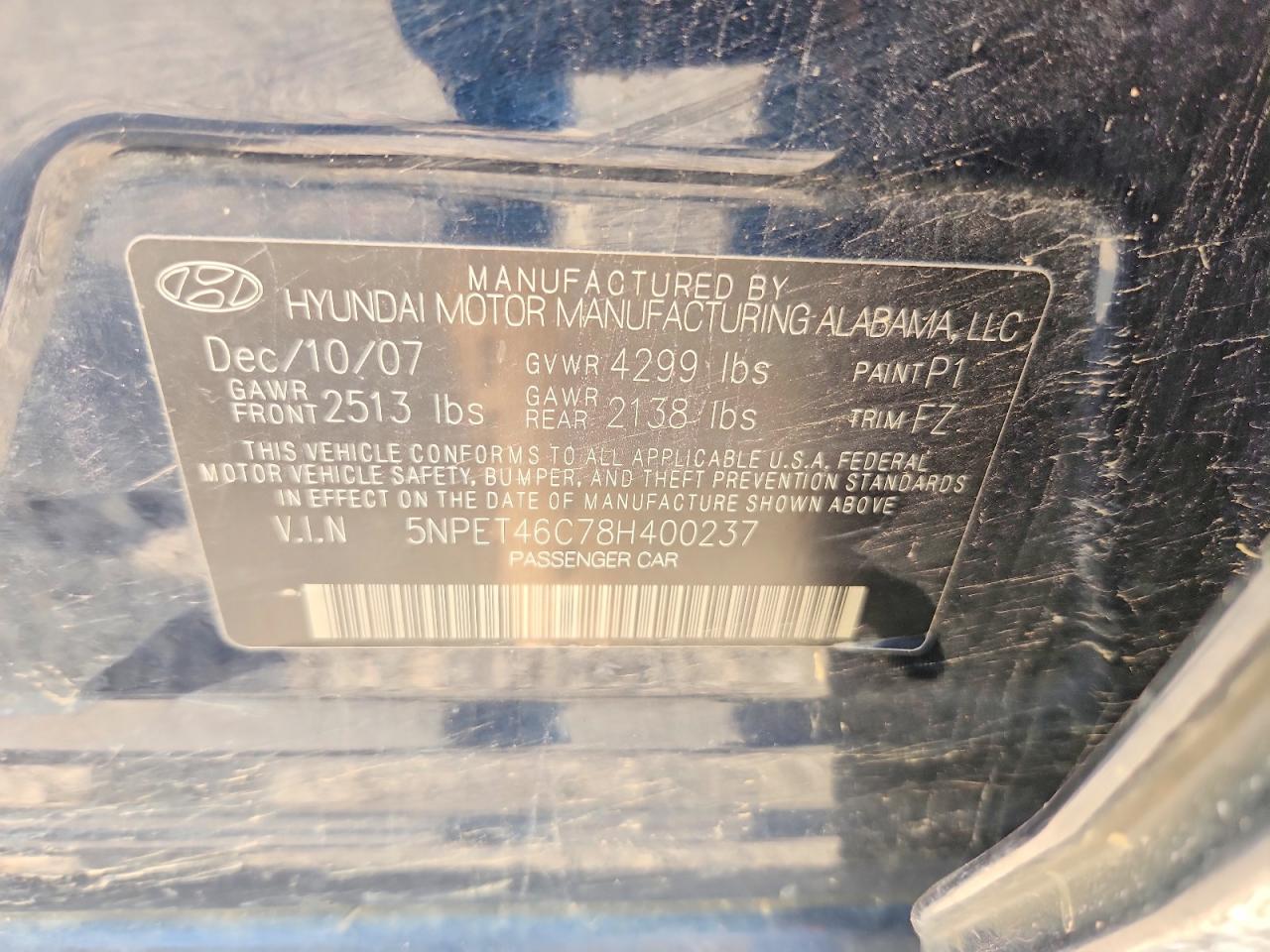 2008 Hyundai Sonata Gls Синий vin: 5NPET46C78H400237