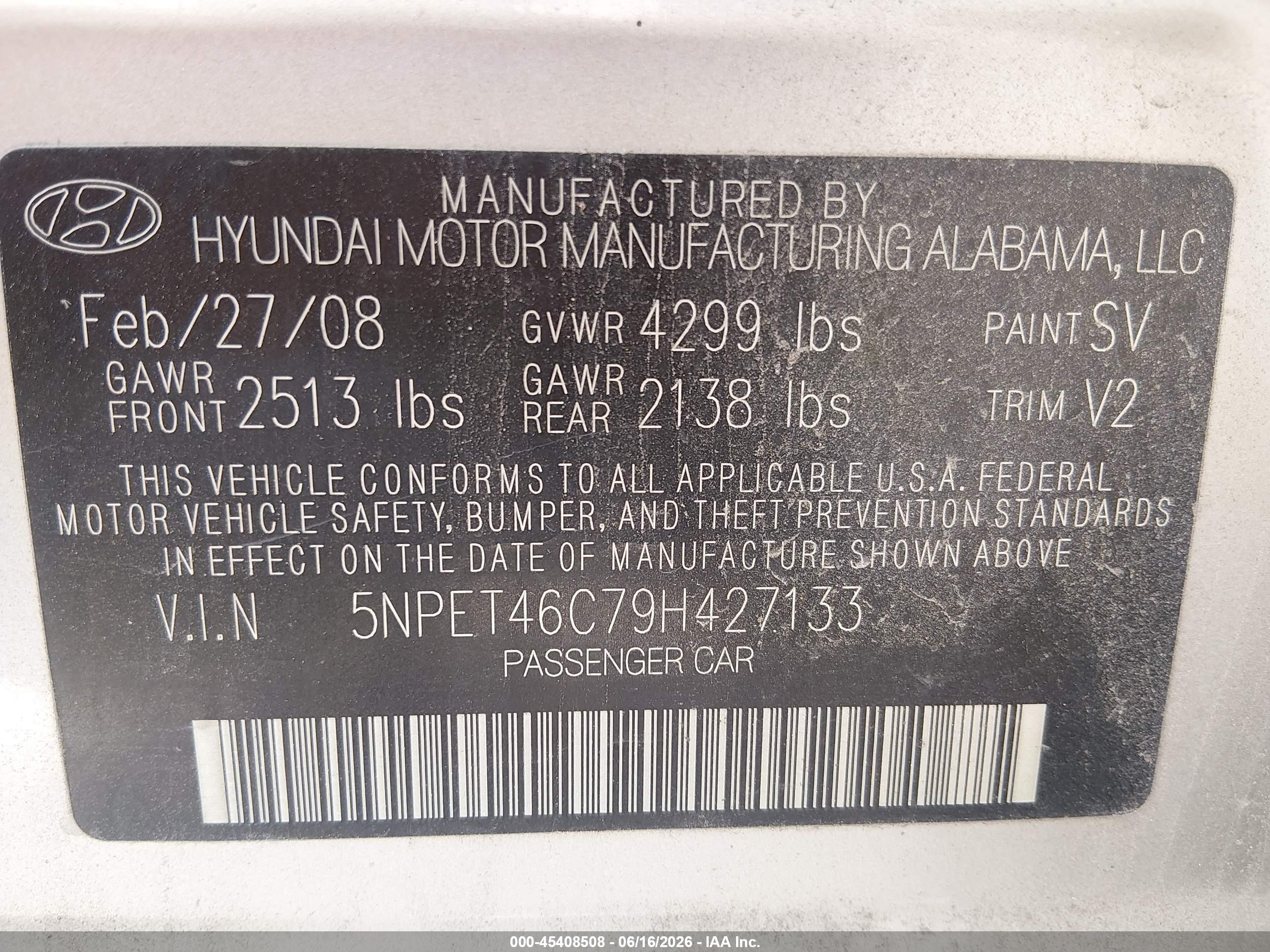 2009 Hyundai Sonata Gls Золотой vin: 5NPET46C79H427133