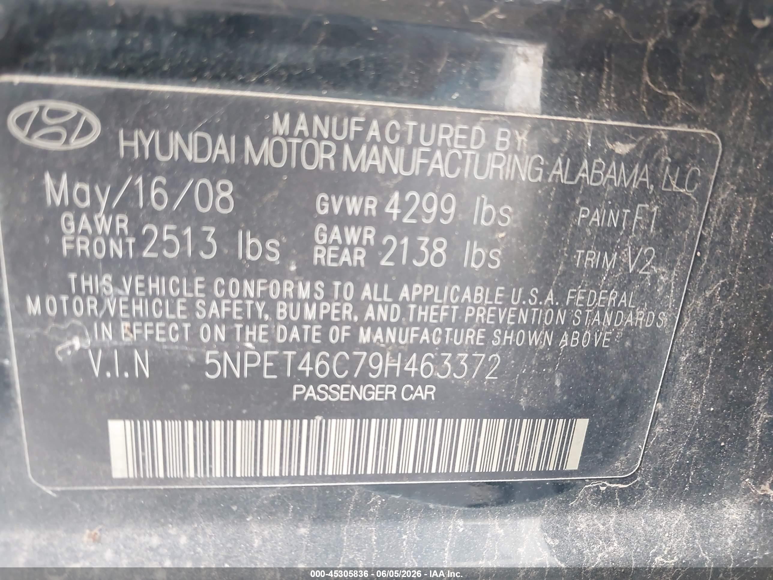 2009 Hyundai Sonata Gls Black vin: 5NPET46C79H463372