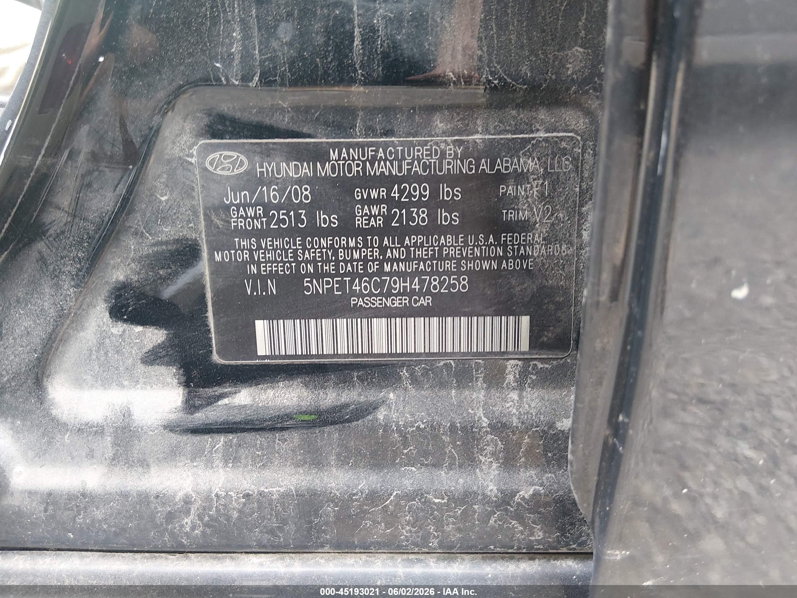 2009 Hyundai Sonata Gls Black vin: 5NPET46C79H478258