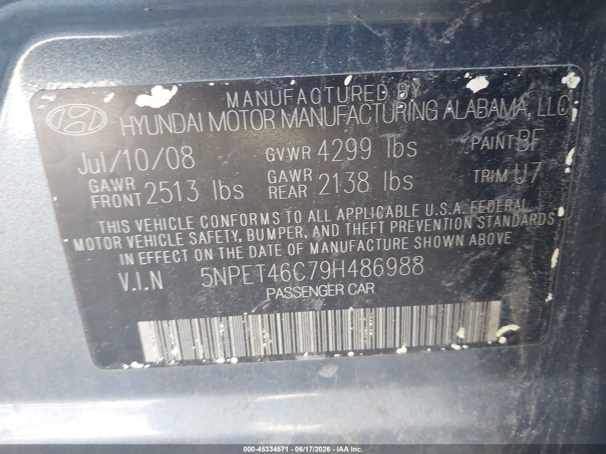 2009 Hyundai Sonata Gls Серый vin: 5NPET46C79H486988