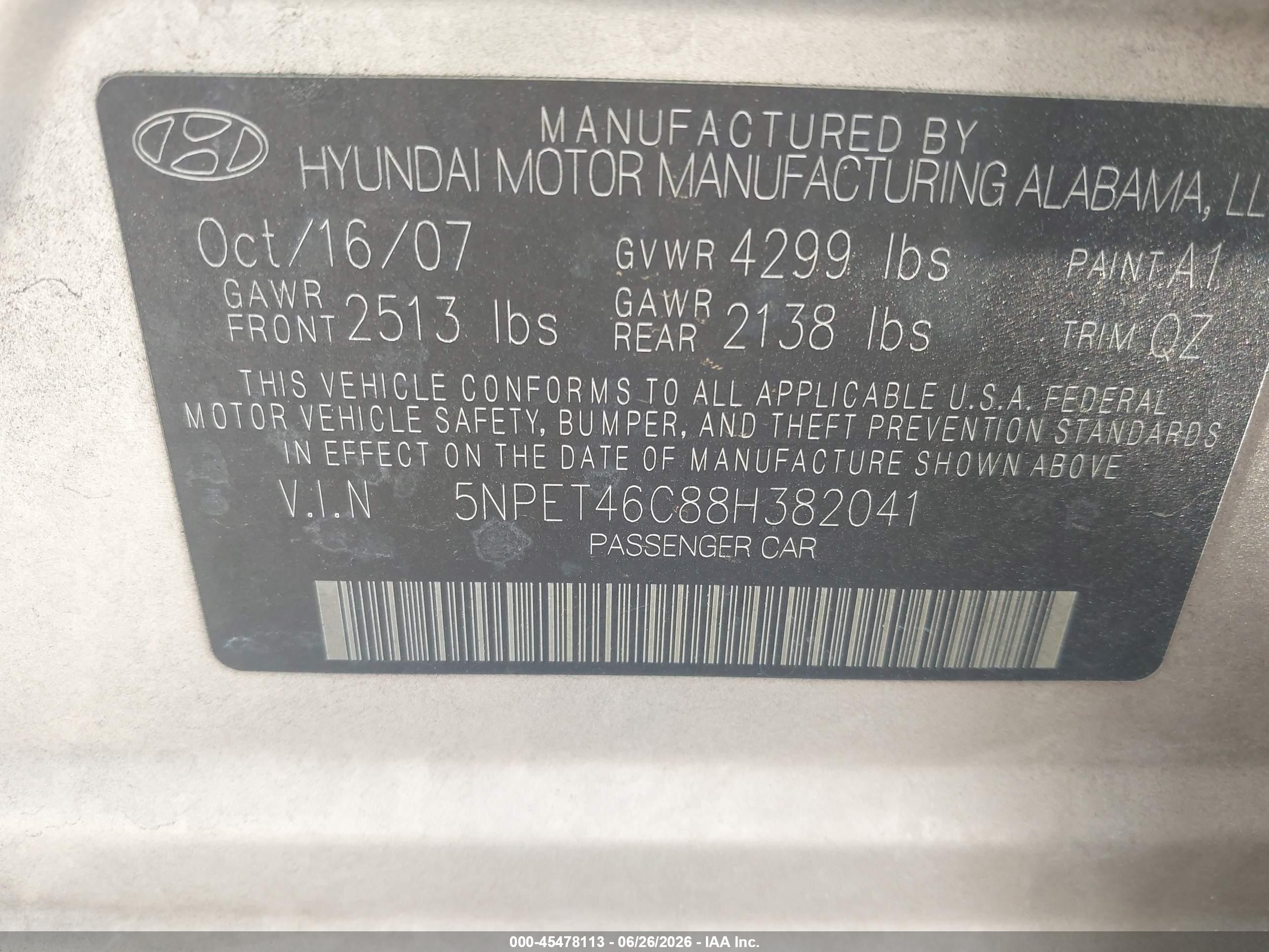 2008 Hyundai Sonata Gls Gold vin: 5NPET46C88H382041