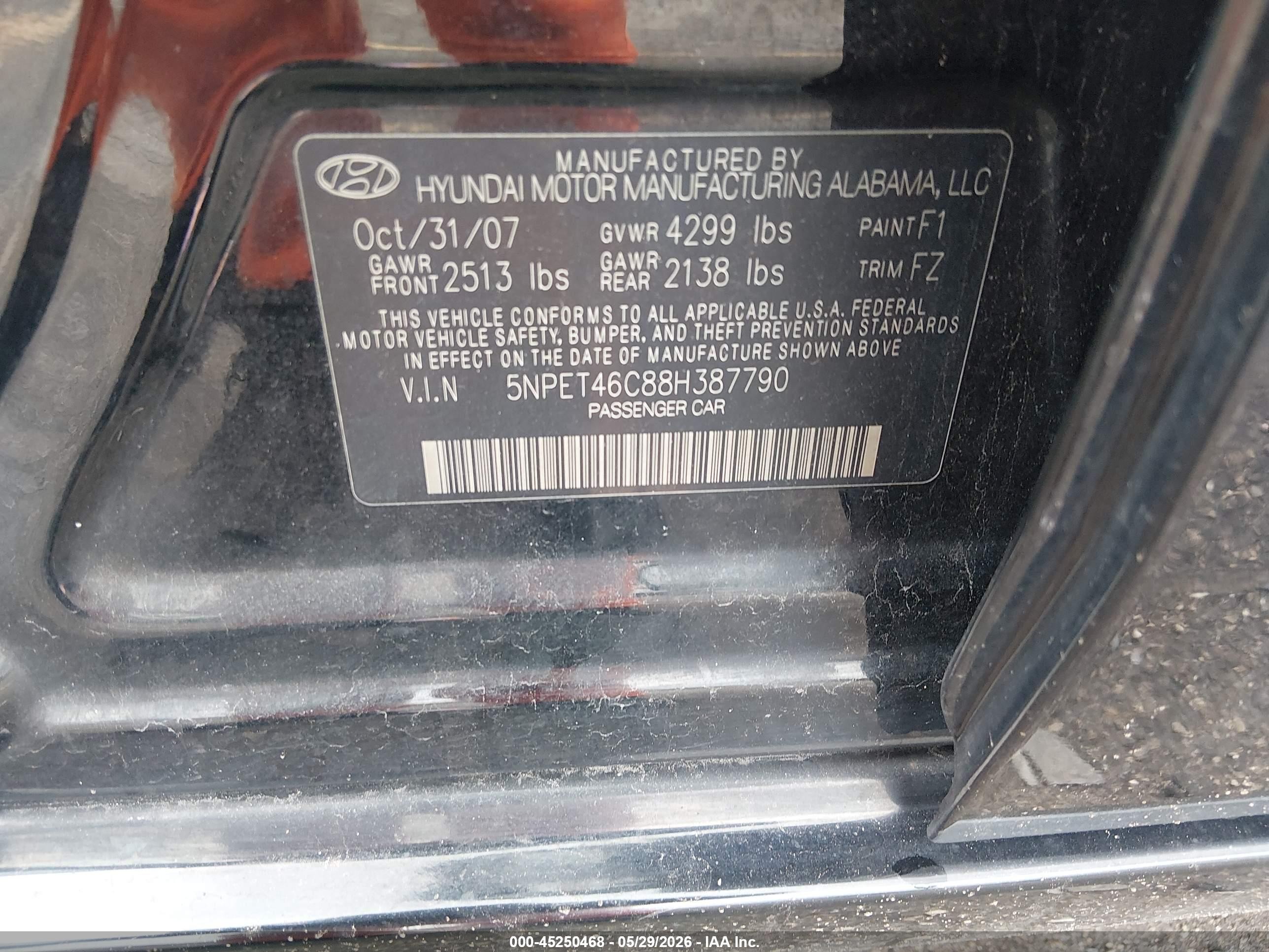 2008 Hyundai Sonata Gls Black vin: 5NPET46C88H387790