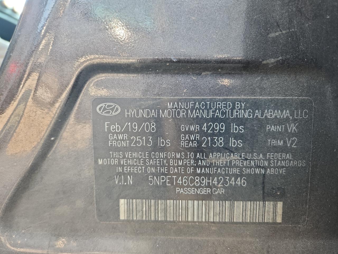 2009 Hyundai Sonata Gls Gray vin: 5NPET46C89H423446