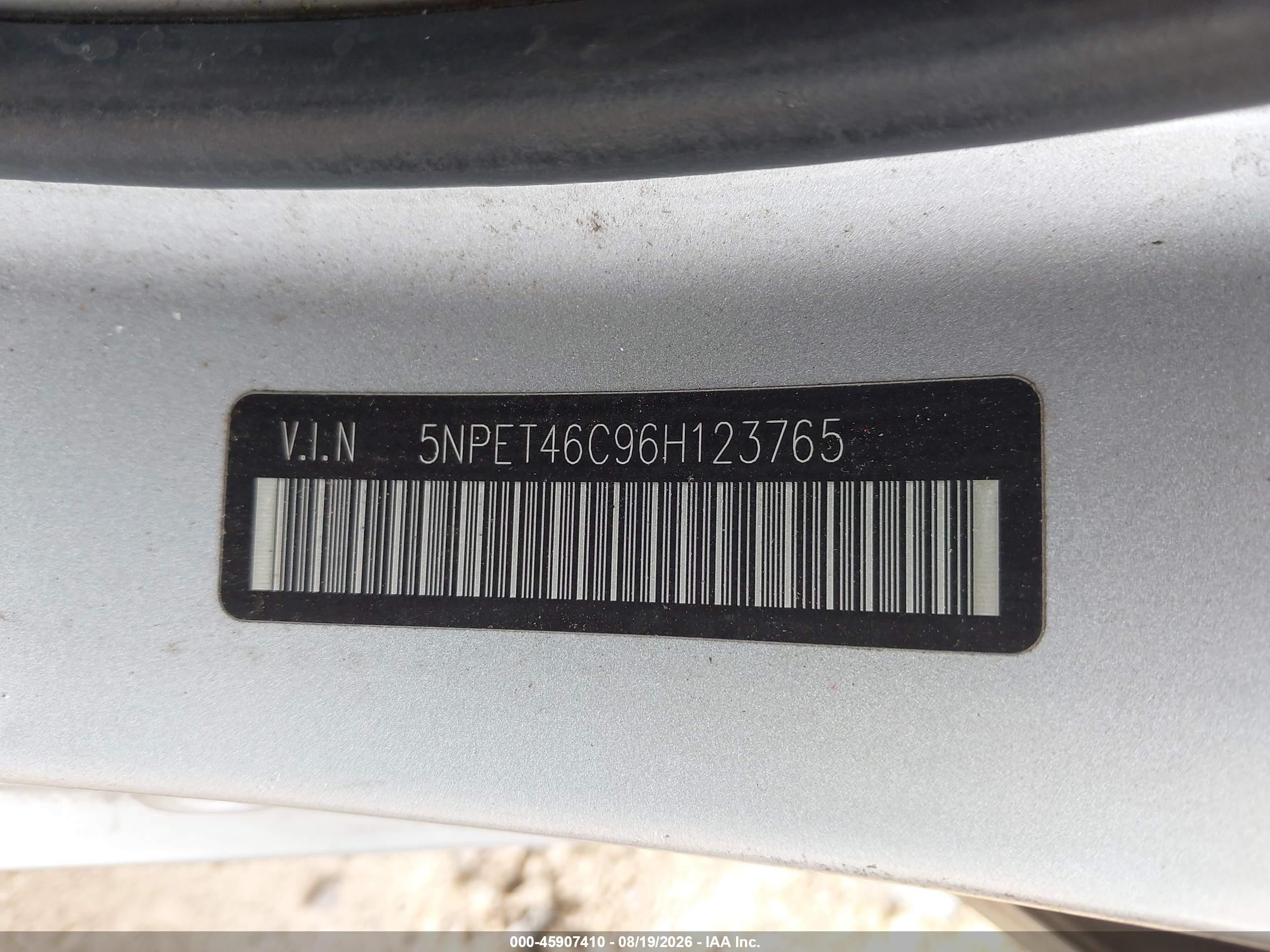 2006 Hyundai Sonata Gl Silver vin: 5NPET46C96H123765