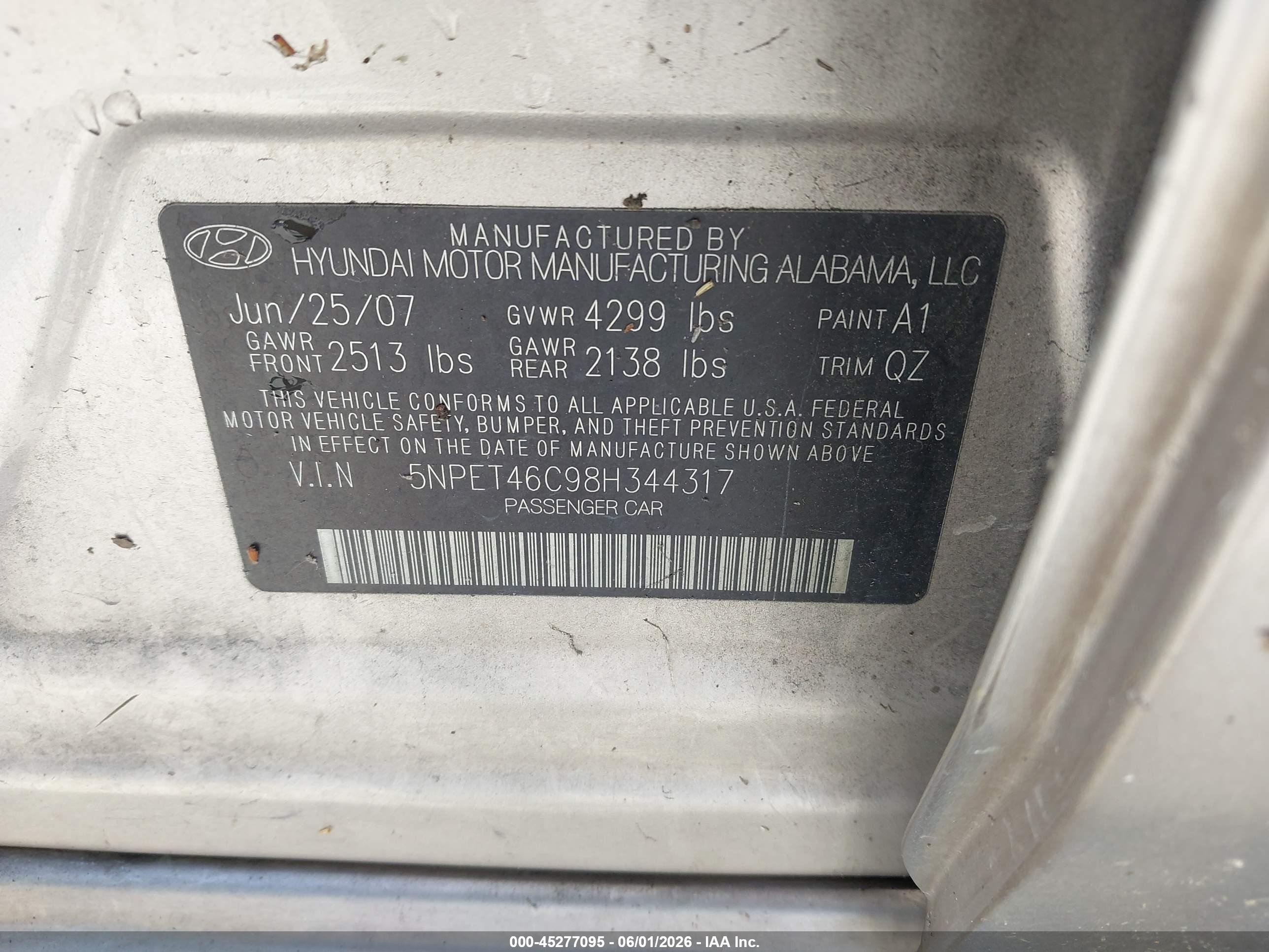 2008 Hyundai Sonata Gls Золотой vin: 5NPET46C98H344317