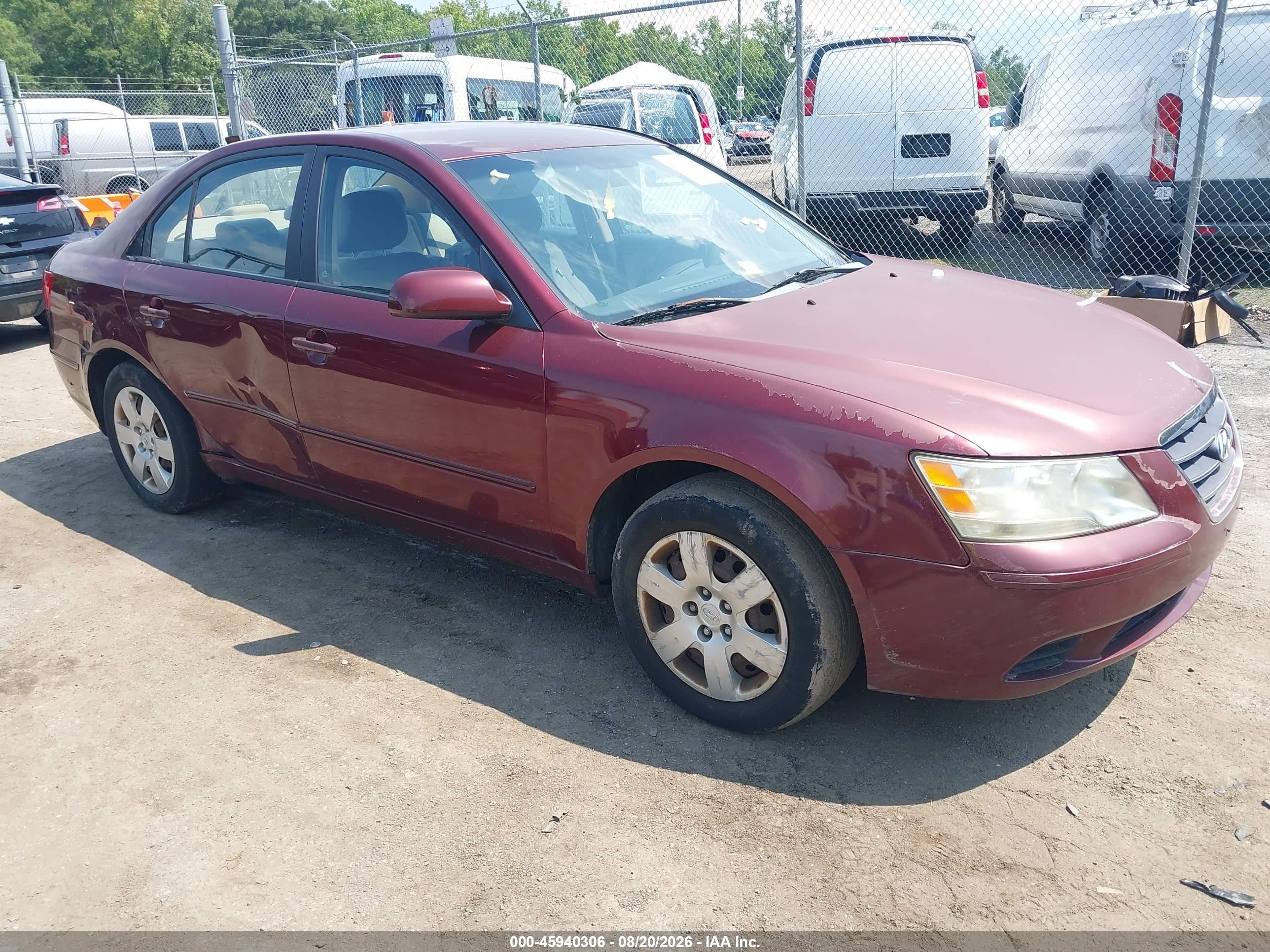 2009 Hyundai Sonata Gls Burgundy vin: 5NPET46C99H490234