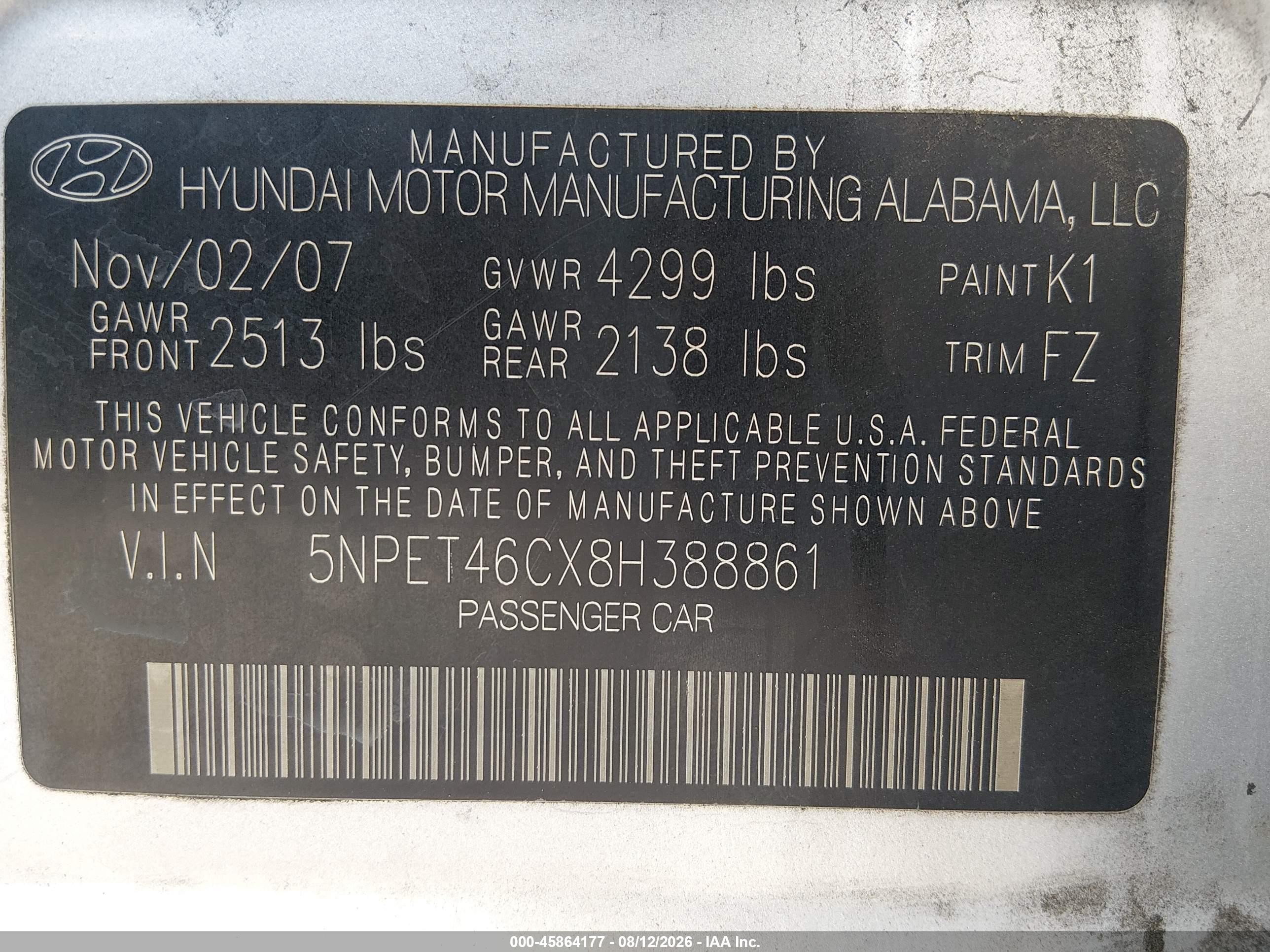 2008 Hyundai Sonata Gls Серебряный vin: 5NPET46CX8H388861