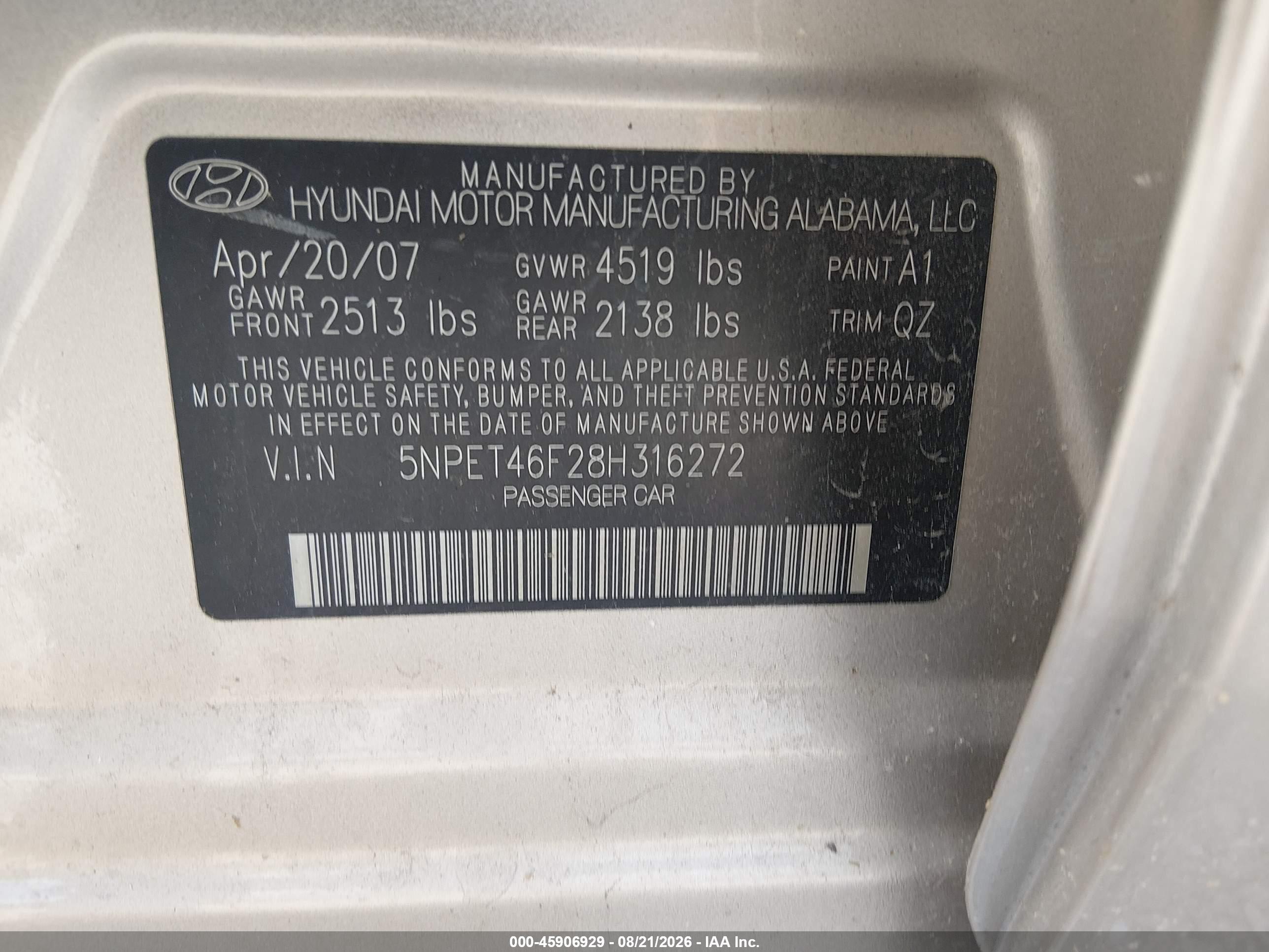 2008 Hyundai Sonata Gls V6 Золотой vin: 5NPET46F28H316272