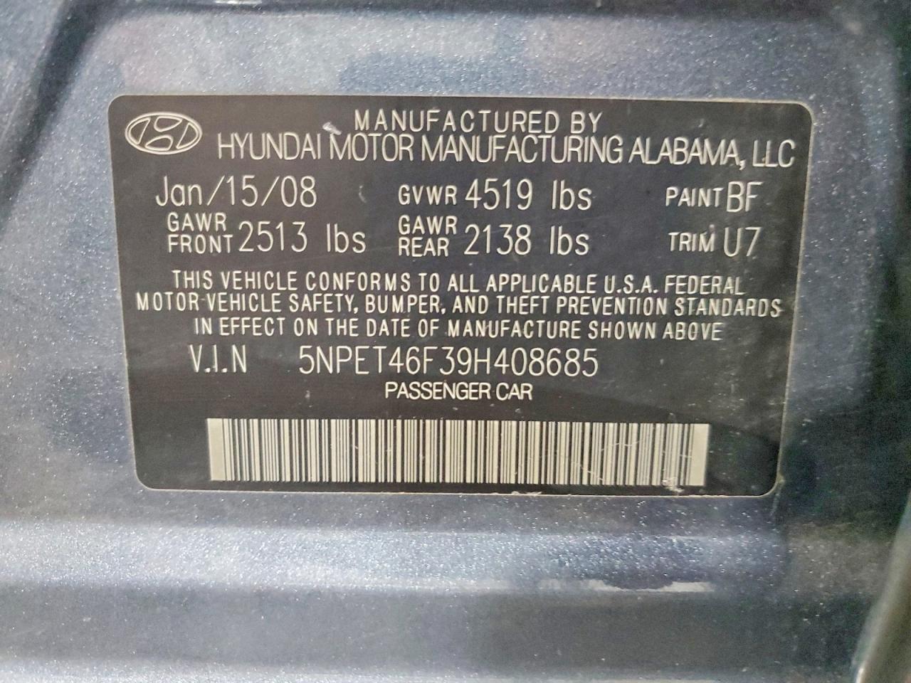 2009 Hyundai Sonata Gls Gray vin: 5NPET46F39H408685