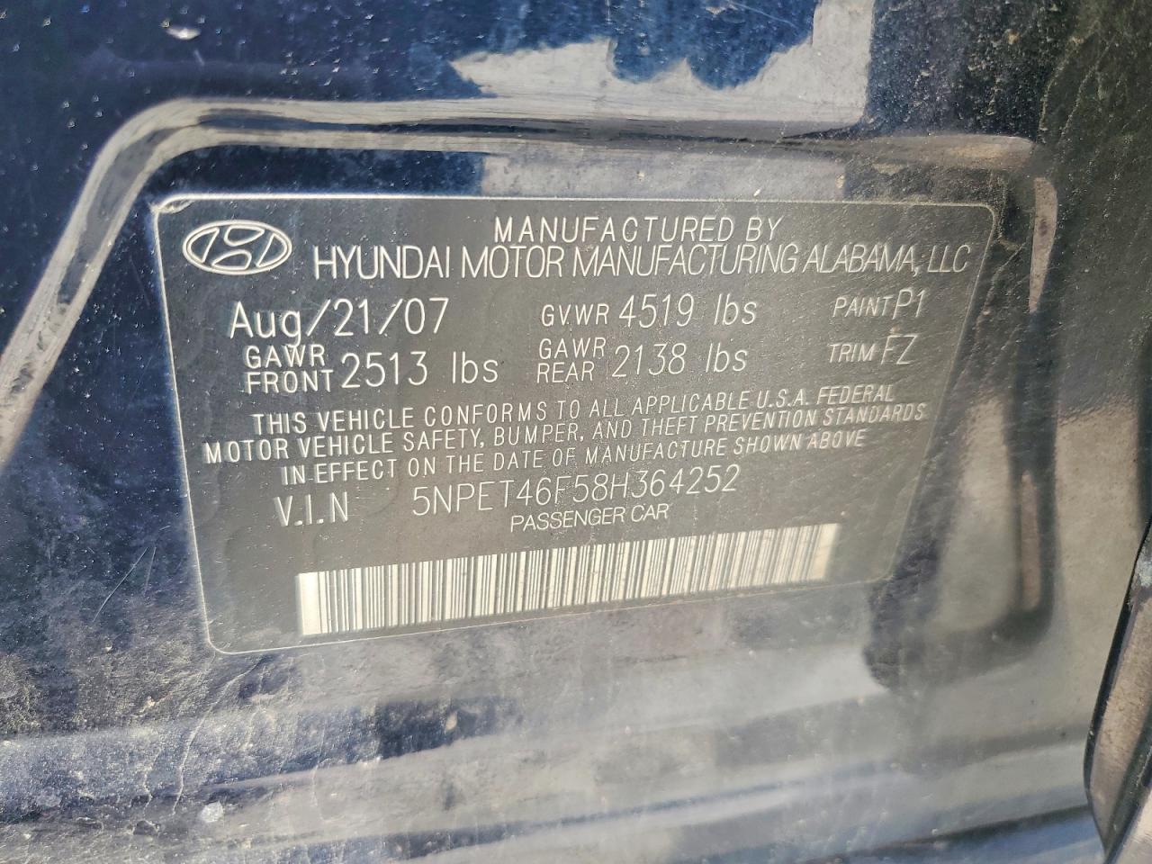 2008 Hyundai Sonata Gls Синий vin: 5NPET46F58H364252