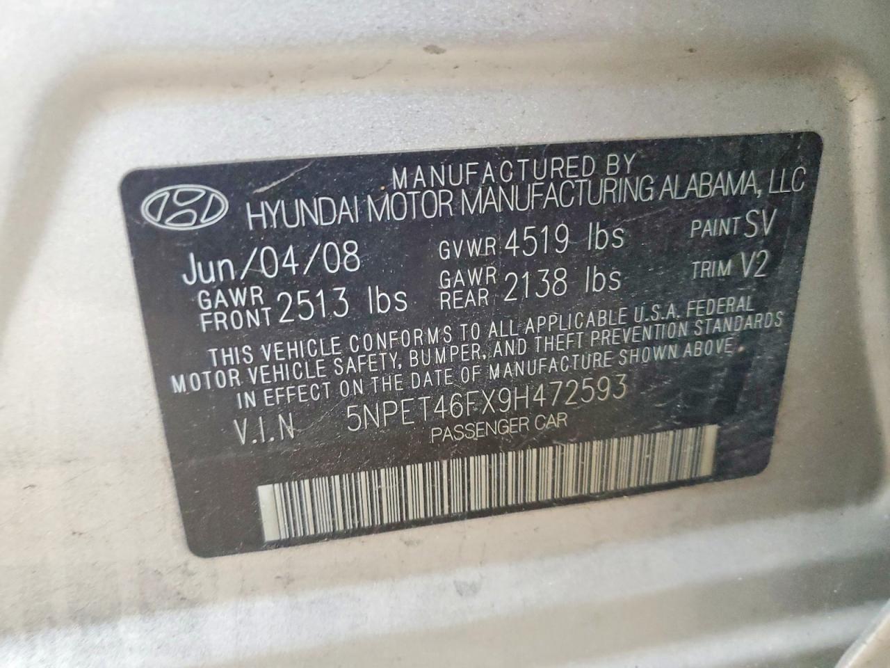 2009 Hyundai Sonata Gls V6 Beige vin: 5NPET46FX9H472593