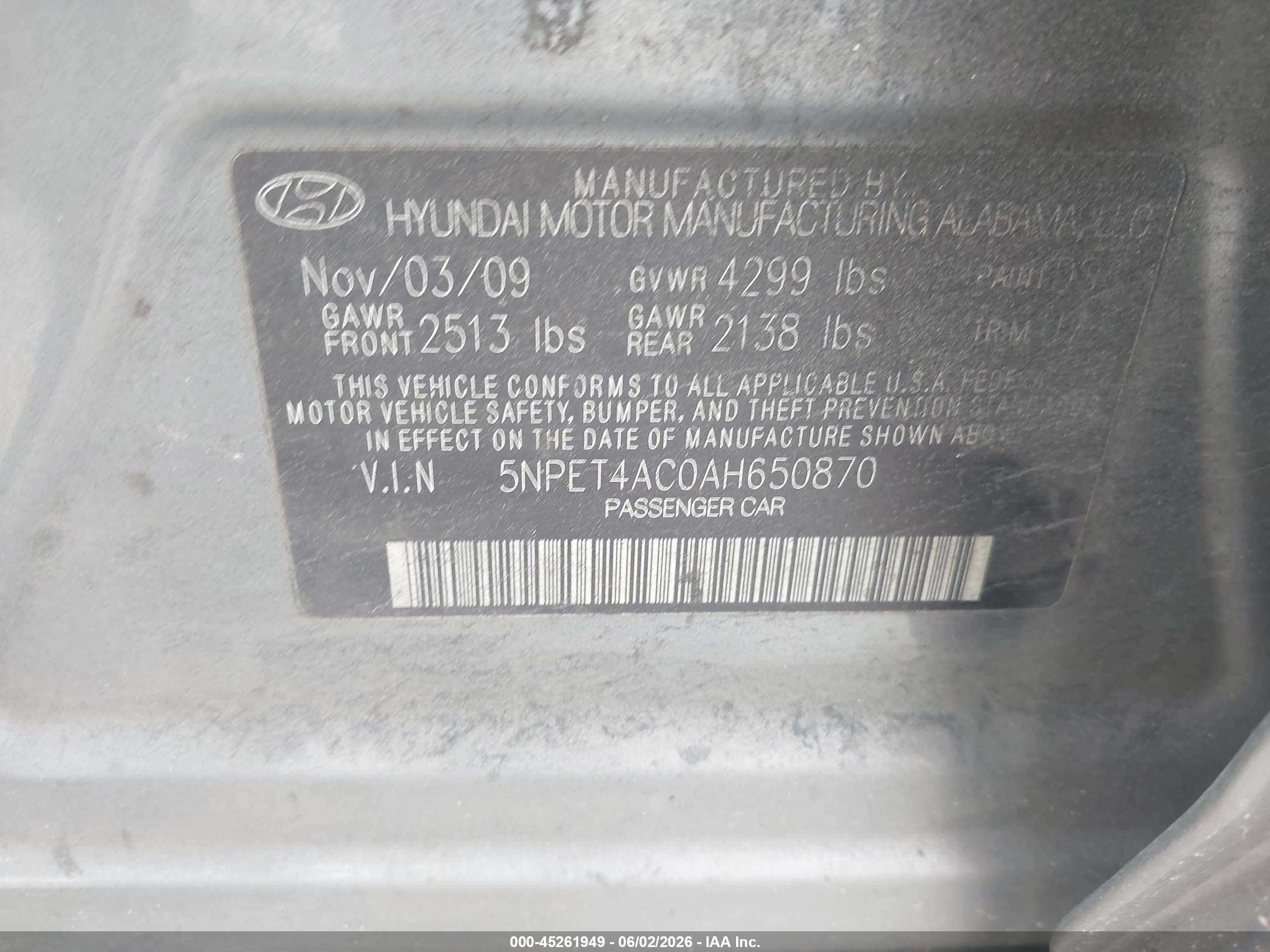 2010 Hyundai Sonata Gls Gray vin: 5NPET4AC0AH650870