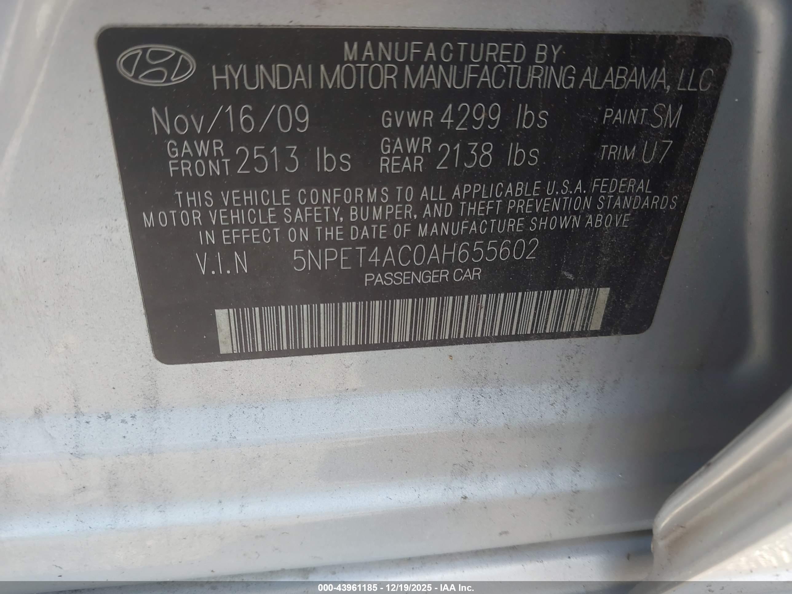 2010 Hyundai Sonata Gls Серебряный vin: 5NPET4AC0AH655602