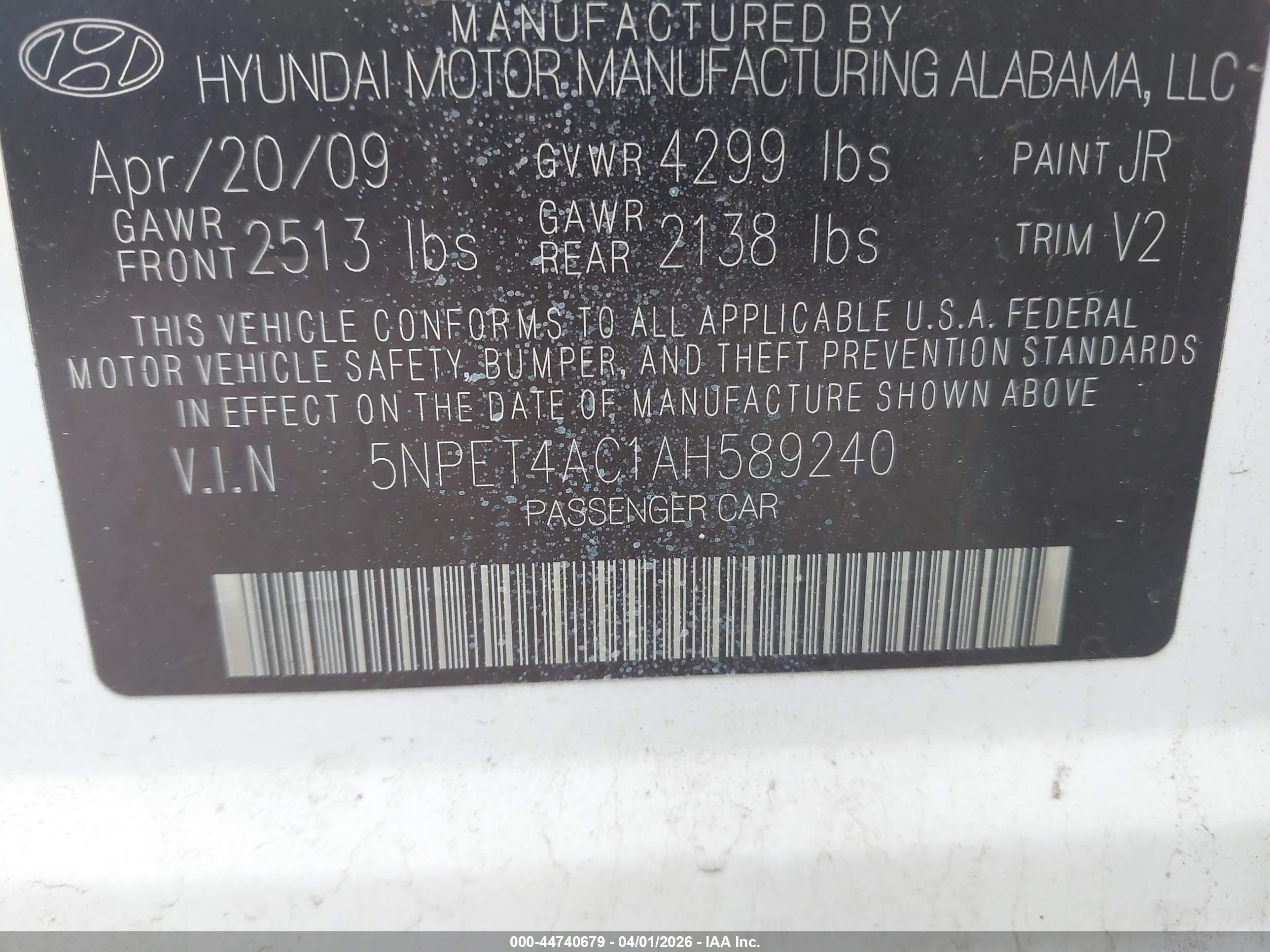 2010 Hyundai Sonata Gls White vin: 5NPET4AC1AH589240