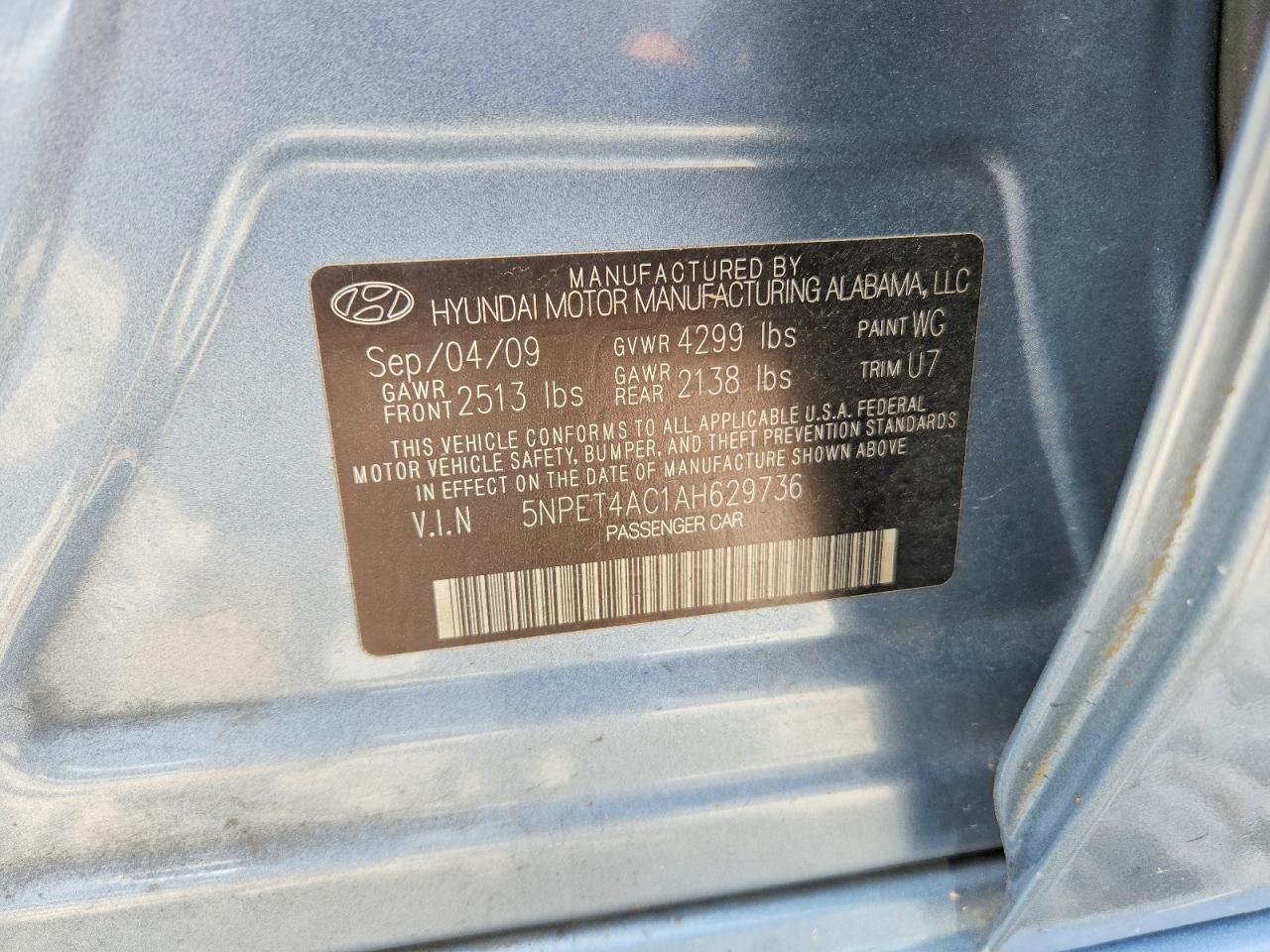 2010 Hyundai Sonata Gls Blue vin: 5NPET4AC1AH629736