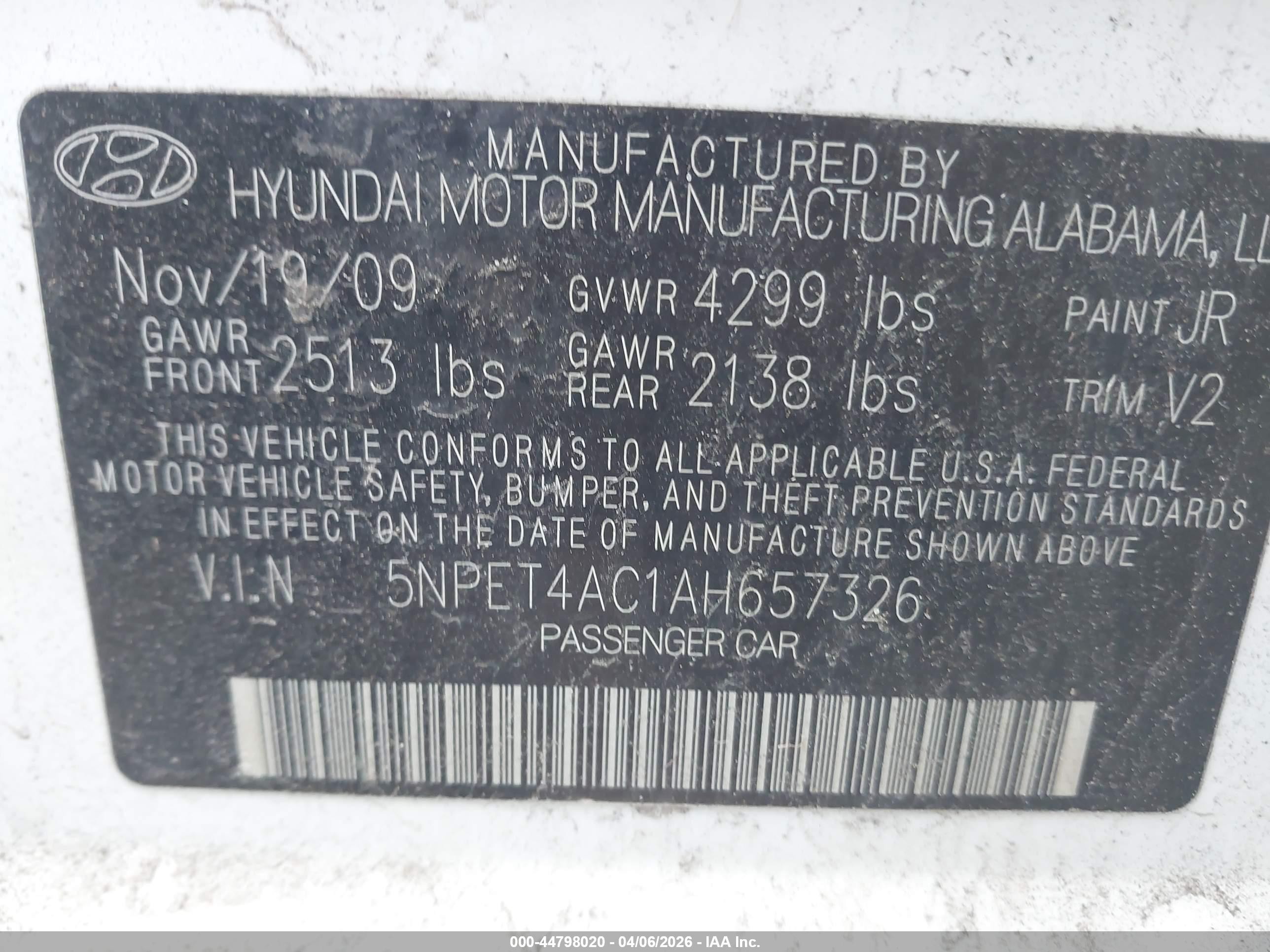 2010 Hyundai Sonata Gls White vin: 5NPET4AC1AH657326